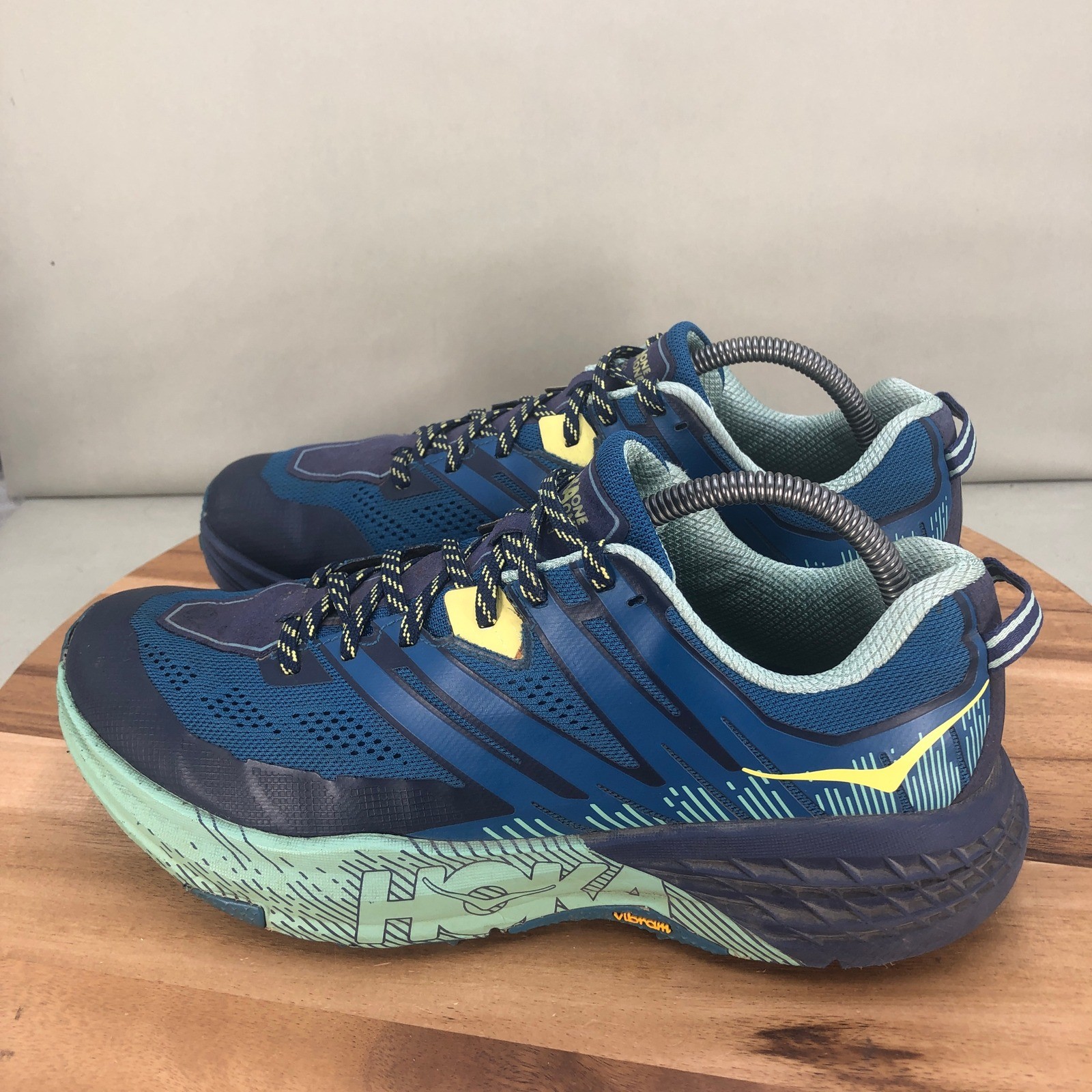 Hoka One One Speedgoat 3 Womens Trail Running Shoes Blue Yellow Size 11