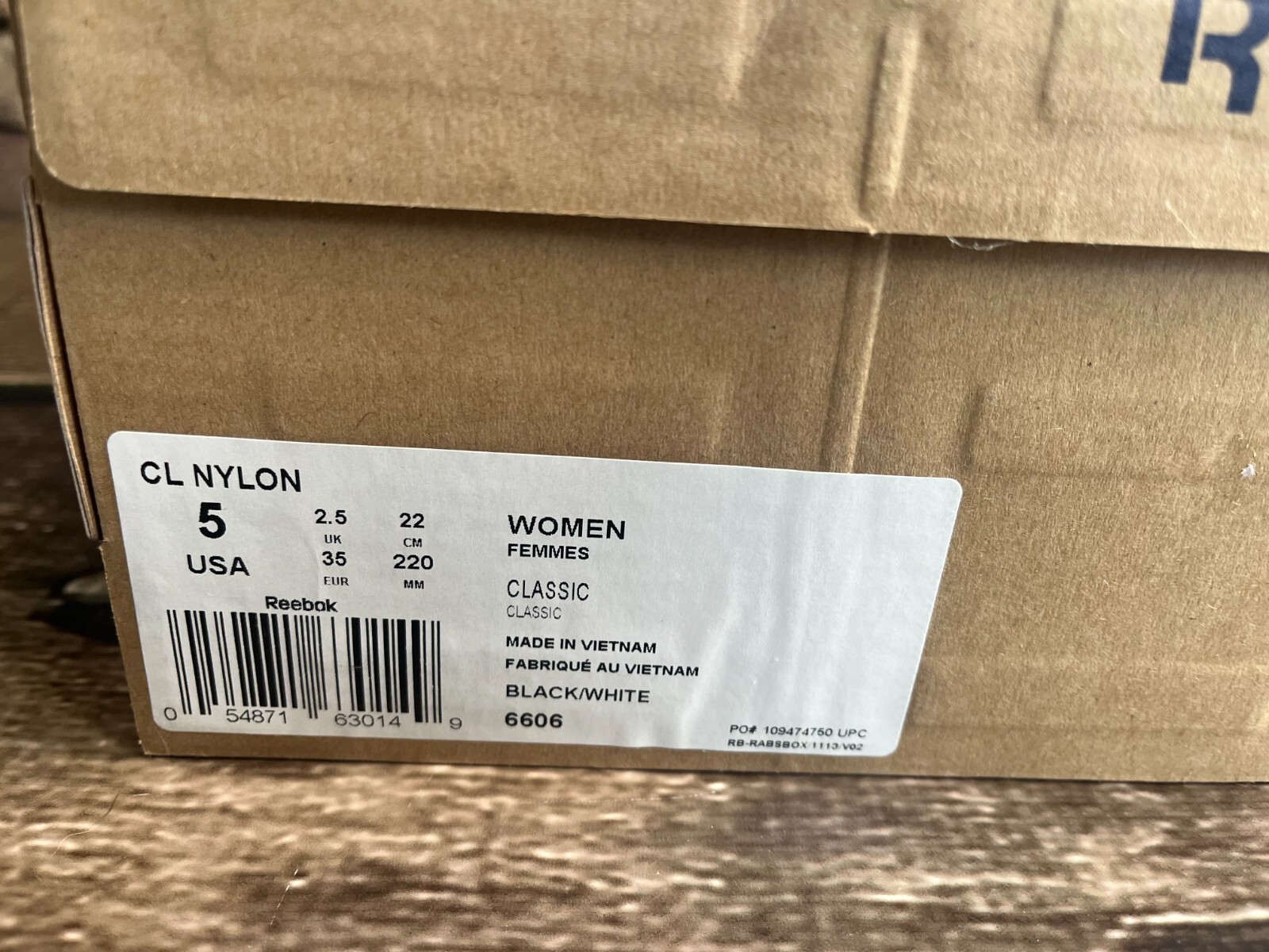 REEBOK ROYAL CLASSIC LEATHER NYLON BLACK WHITE WOMENS SIZE 5 NEW WITH BOX
