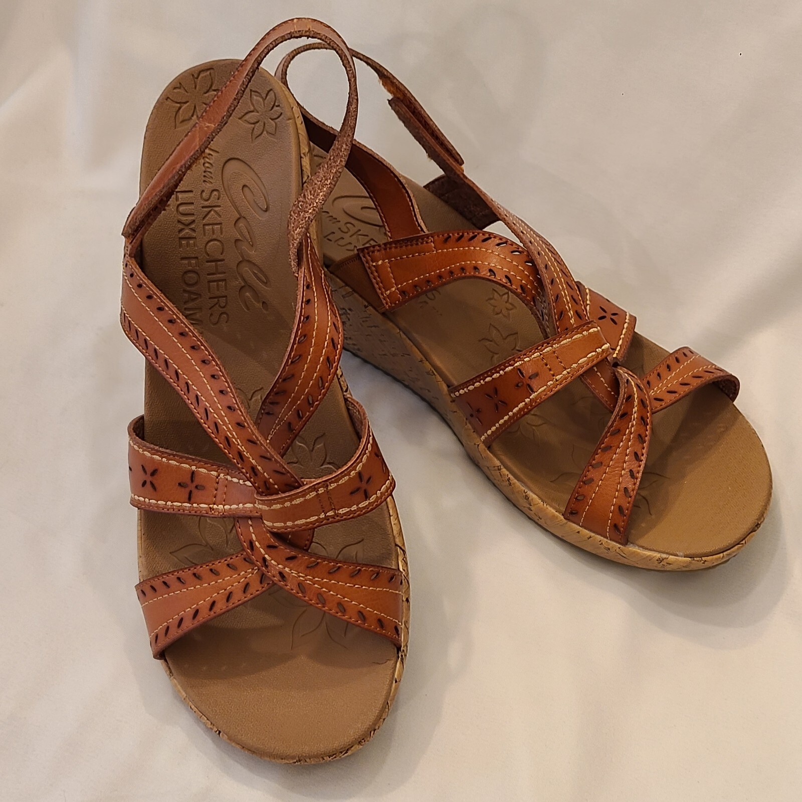 Cali From Skechers Sz 11 Luxe Foam Beverlee Singback Womans Sandals Shoes Brown