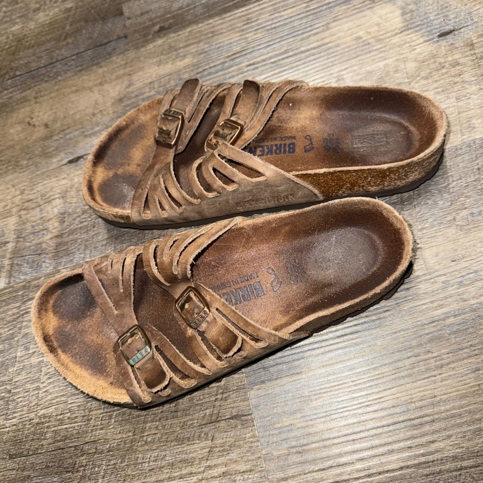 Birkenstock Granada Oiled Leather Sandals Brown Womens Size 36 US 5 Soft Footbed