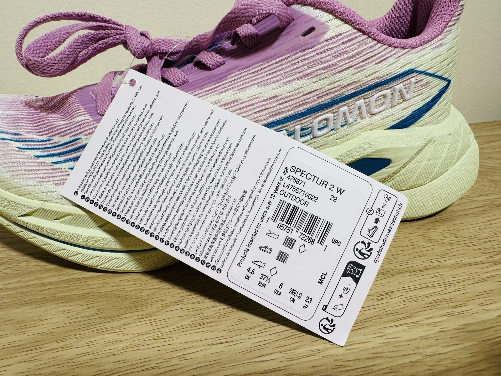 Salomon Spectacular 2 athletic shoes violet tulle sharp green NWOB size 6