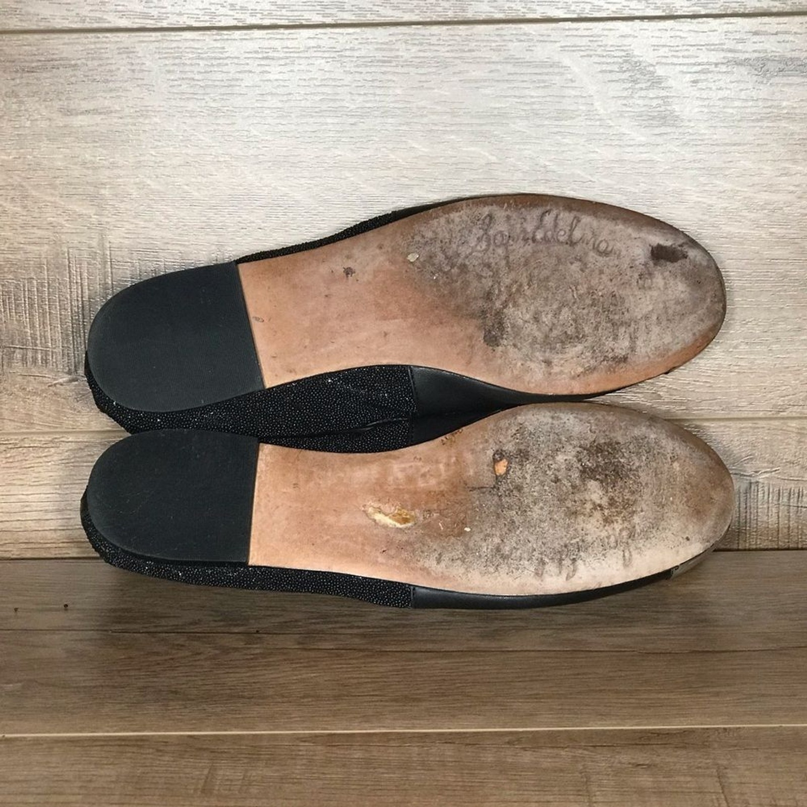 Sam Edelman Black Ballet Flats Womens 7.5 M Chrome Cap Toe Slip On Casual Travel