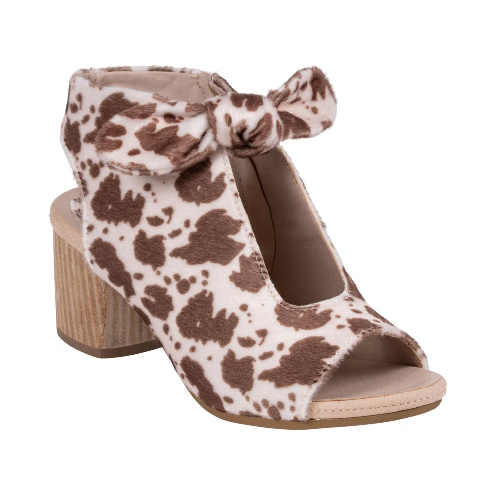 Women’s GC Shoes Kimora Knot Detail Block Heel Dress Sandals Cow Print