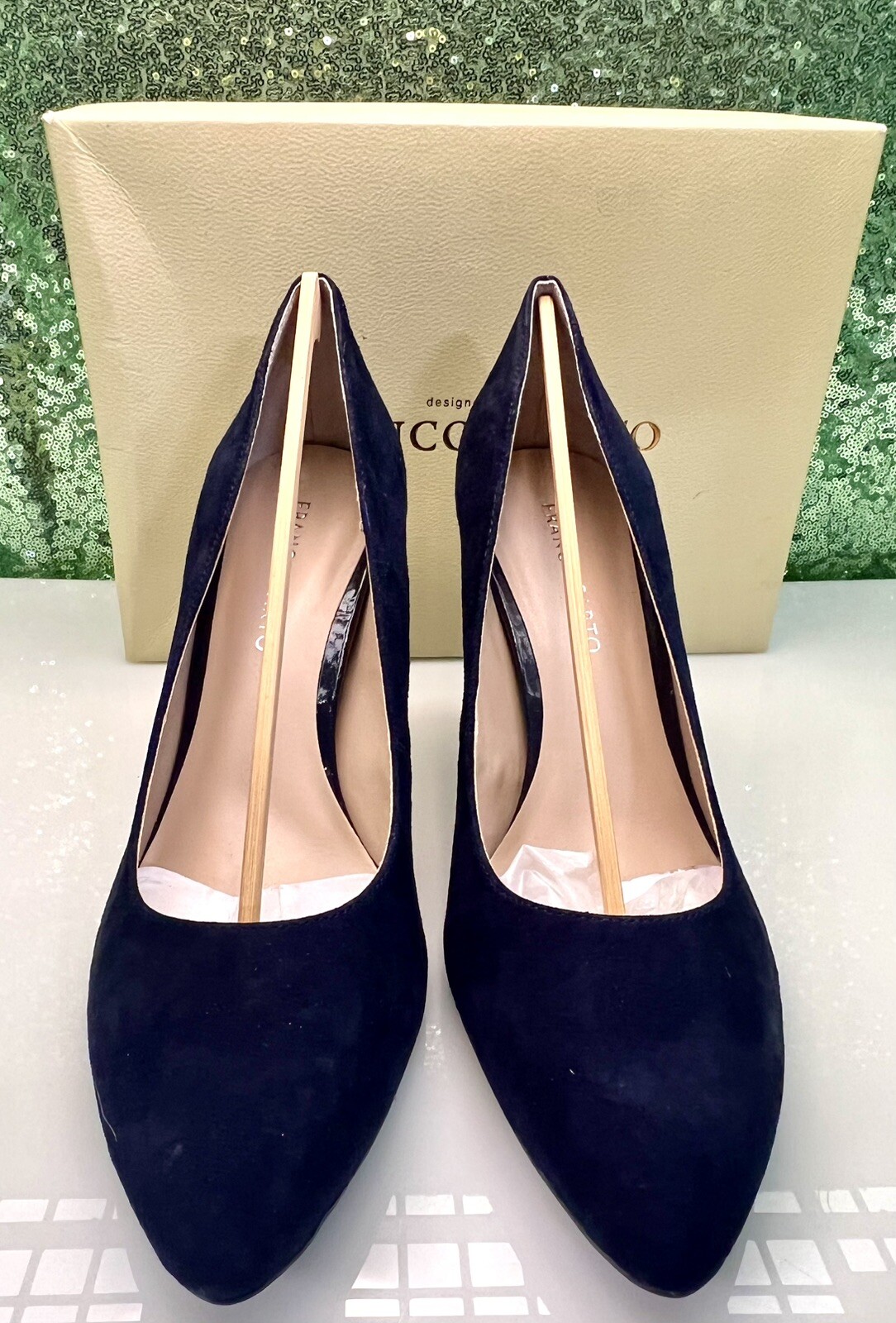 Elegant Twilight Dark Blue Suede «Franco Sarto» High Heel/Pumps Size 9.5M NIB