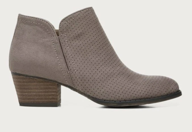 LifeStride Blake Ankle Boot Doe Fabric Tuape Perforated Block Heel Women 7M #184