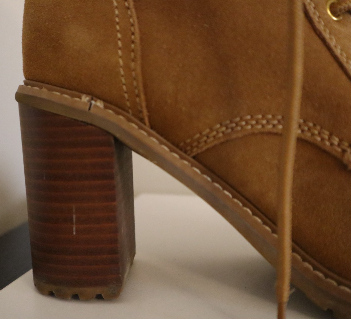 NINE WEST Boots 8 M Phaedra Lace-Up Suede Block High Heel Combat Natural Brown