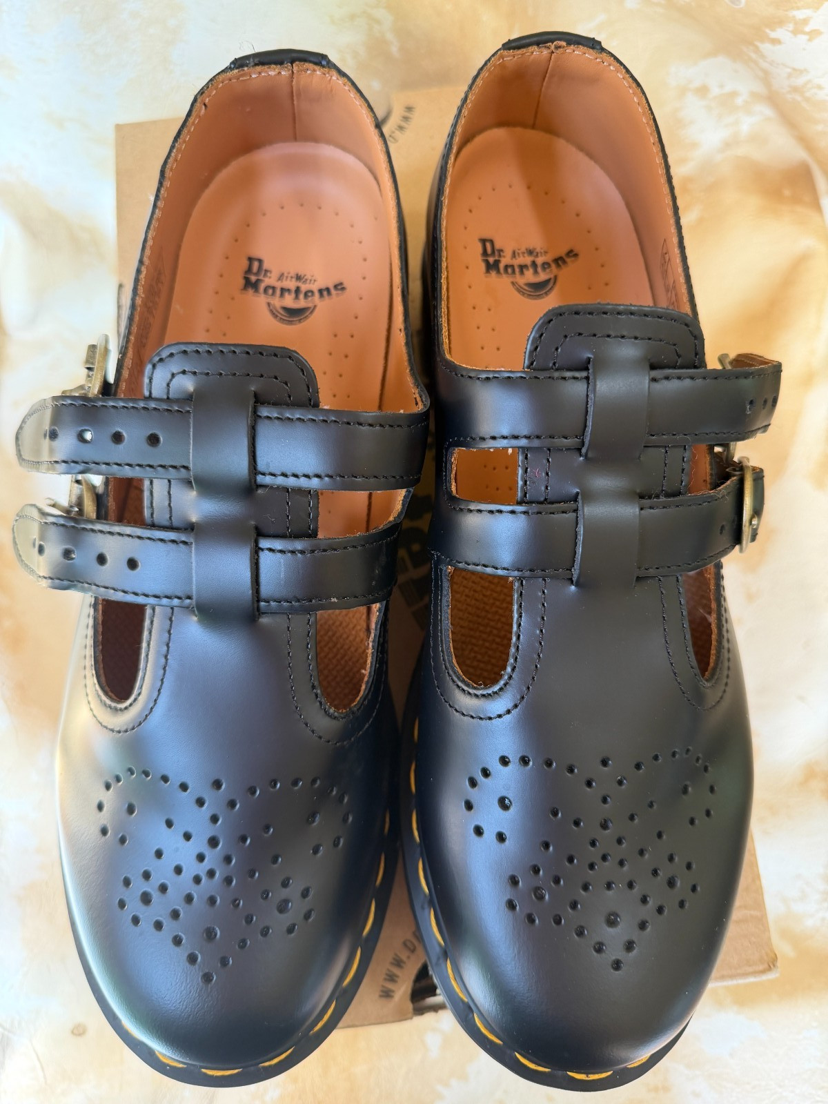 Doc Dr. Martens Size 9 Mary Jane Smooth Leather Black Double Buckle New #8065!