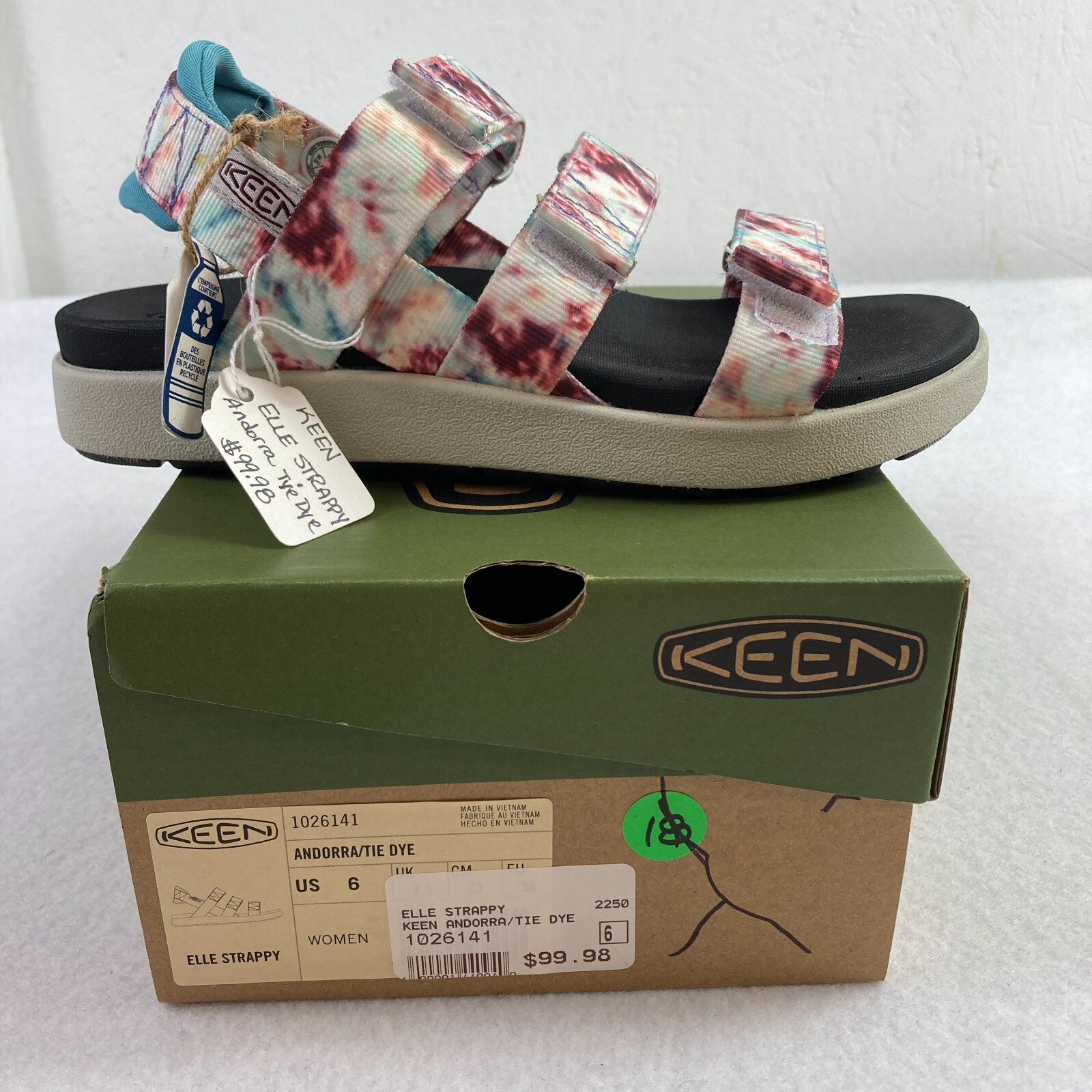 Keen Elle Strappy Sandals Women’s 6 Andorra Tie Dye Backstrap Casual Travel