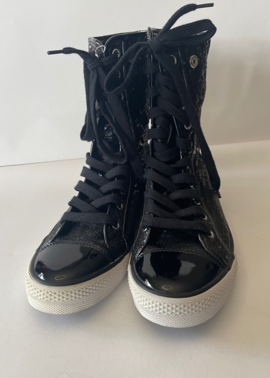 Double Platinum Destiny Sequin Sneakers by GOTTA FLURT top also folds down 8.5