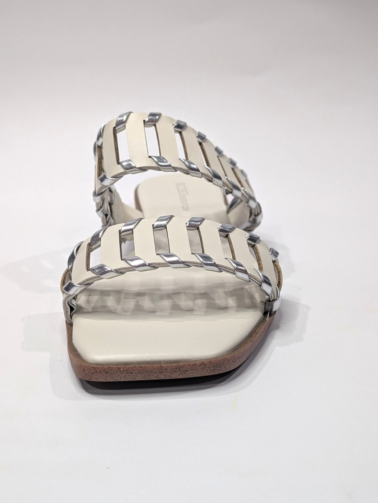 BCBGeneration Lemah Bianca/Silver Women’s Double Band Flat Sandal – Size 9 NWB