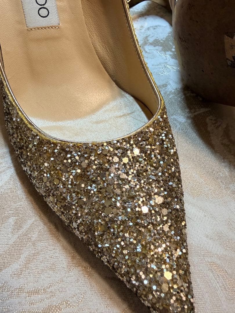 JIMMY CHOO Silver Glitter Pumps 37.5