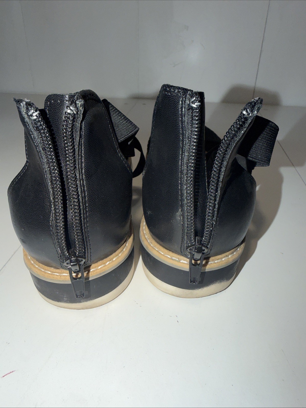Kelly & Katie Autumn Black Ankle Strap Back Zip Flats Size [10.5 o 11]