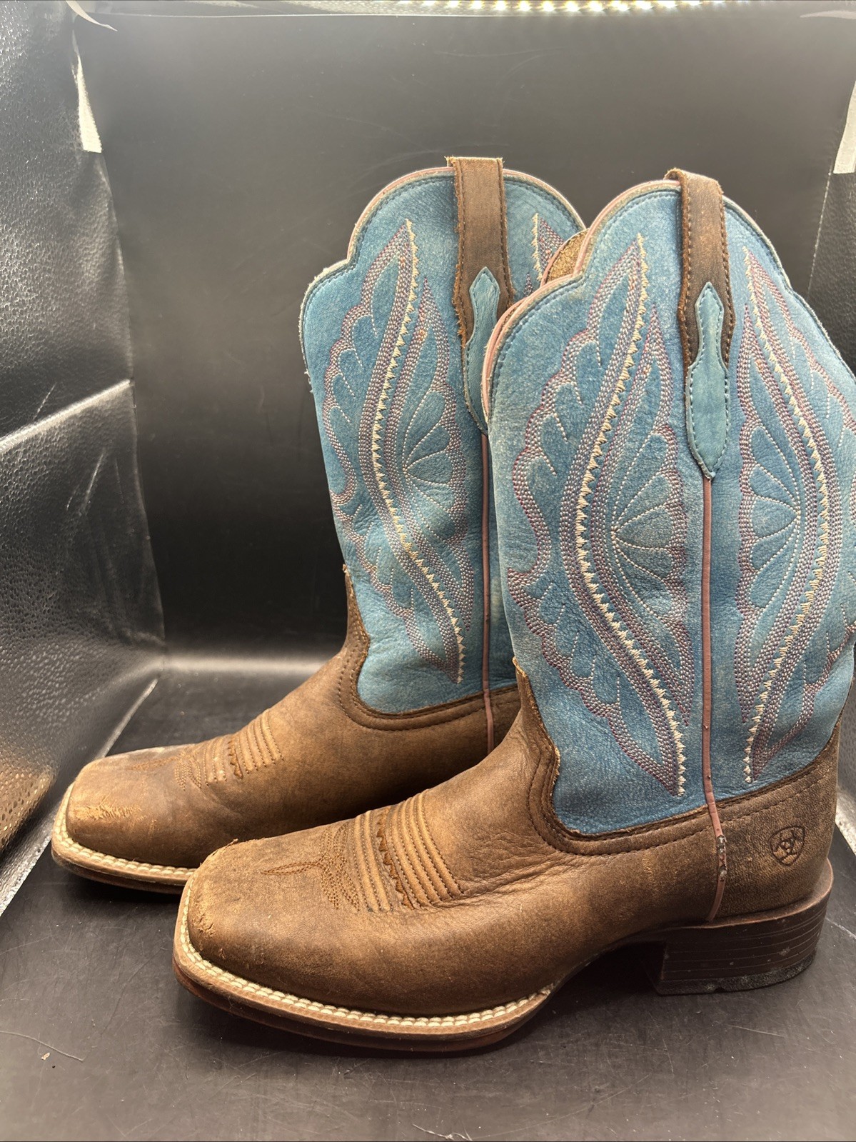 Ariat Women’s Boots PrimeTime Square Toe Gingersnap Baby Blue Eyes 6B