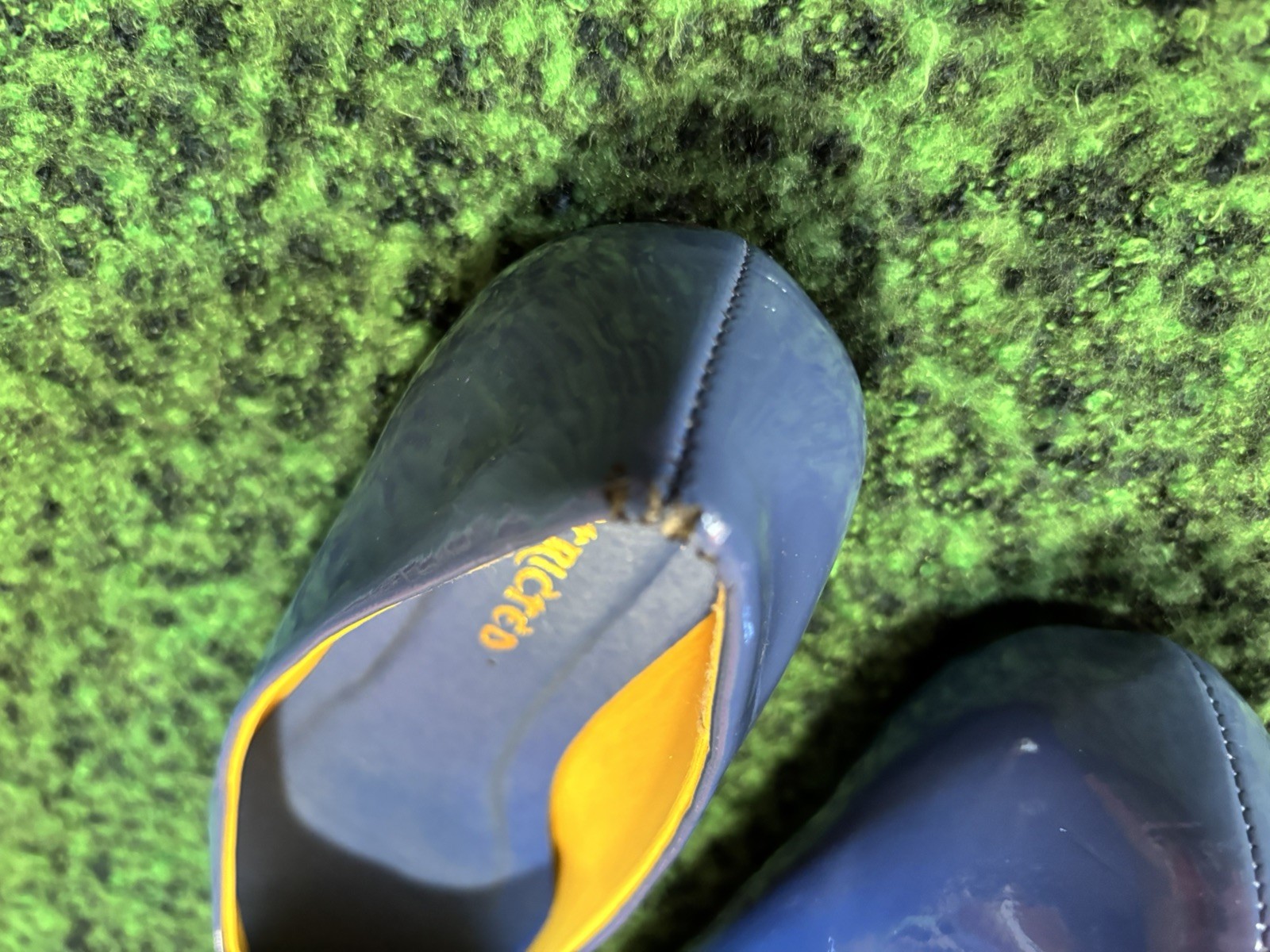 Restricted Navy Blue Yellow Bow Pointed Toe Flats Size 6 Women’s Patent Slip-On
