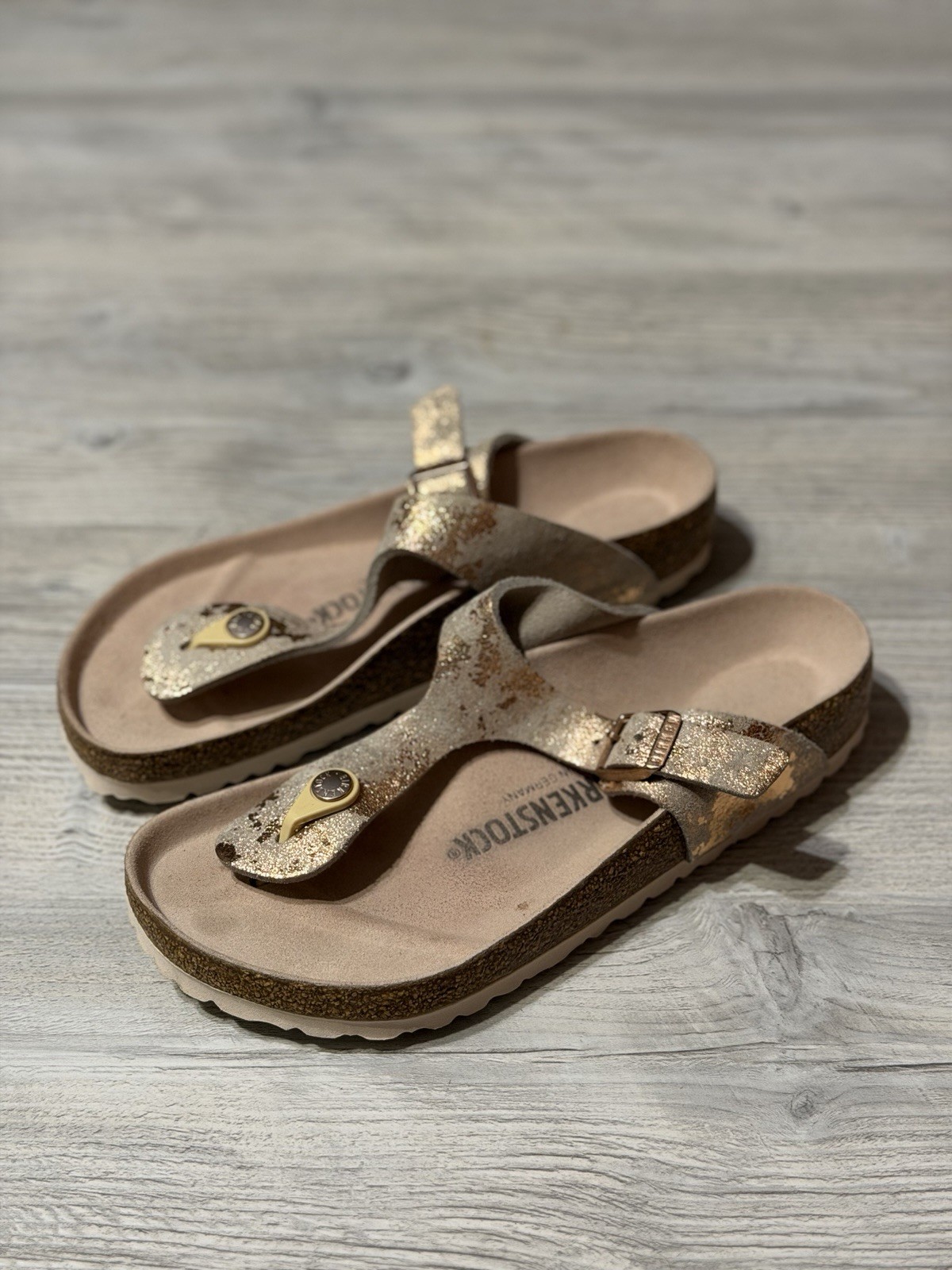 Birkenstock Gizeh Vintage Metallic Rose Copper Suede Reg Select Size Eur 38/ US7