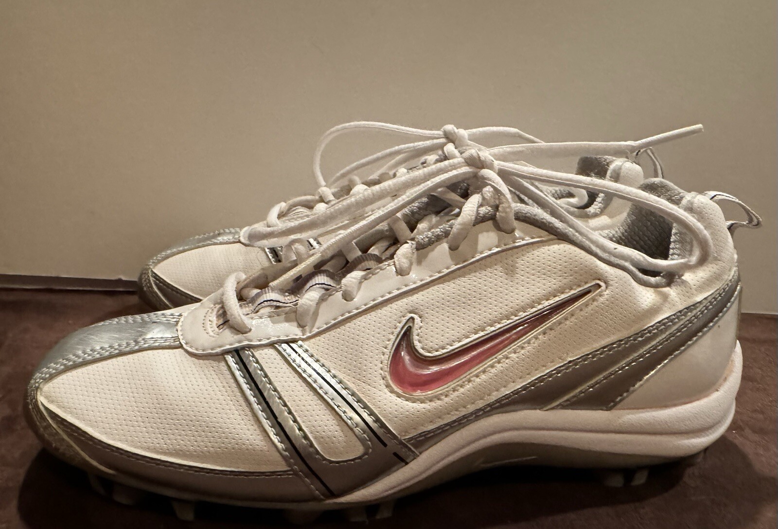 Nike Speedlax Lacrosse Cleats Shoes Women’s Size 7.5 334097-101 White Gray Turf