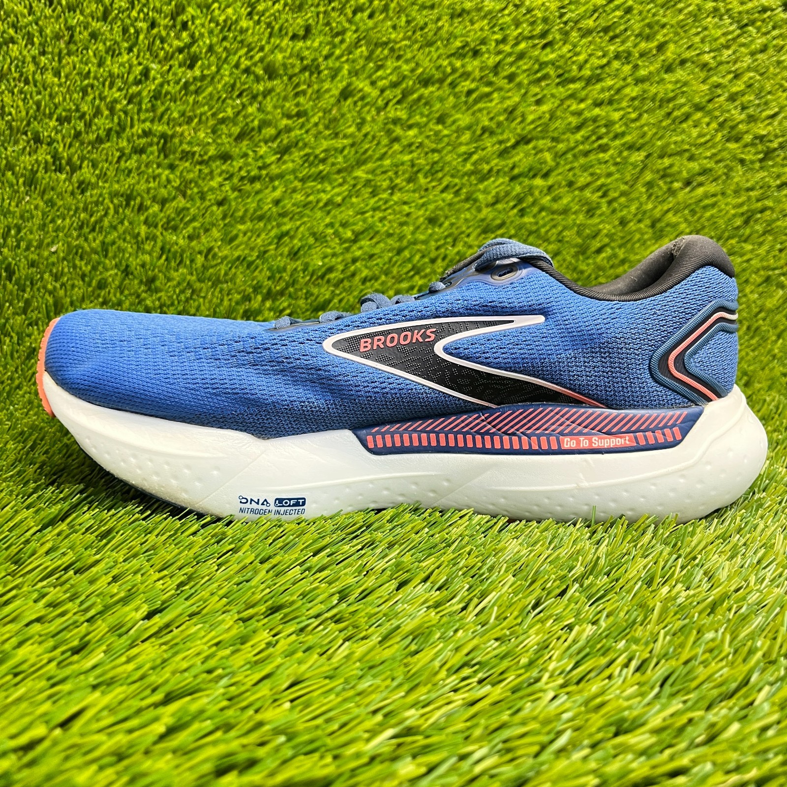 Brooks Glycerin GTS 21 Womens Size 9.5 Blue Black Running Walking Shoes Sneakers