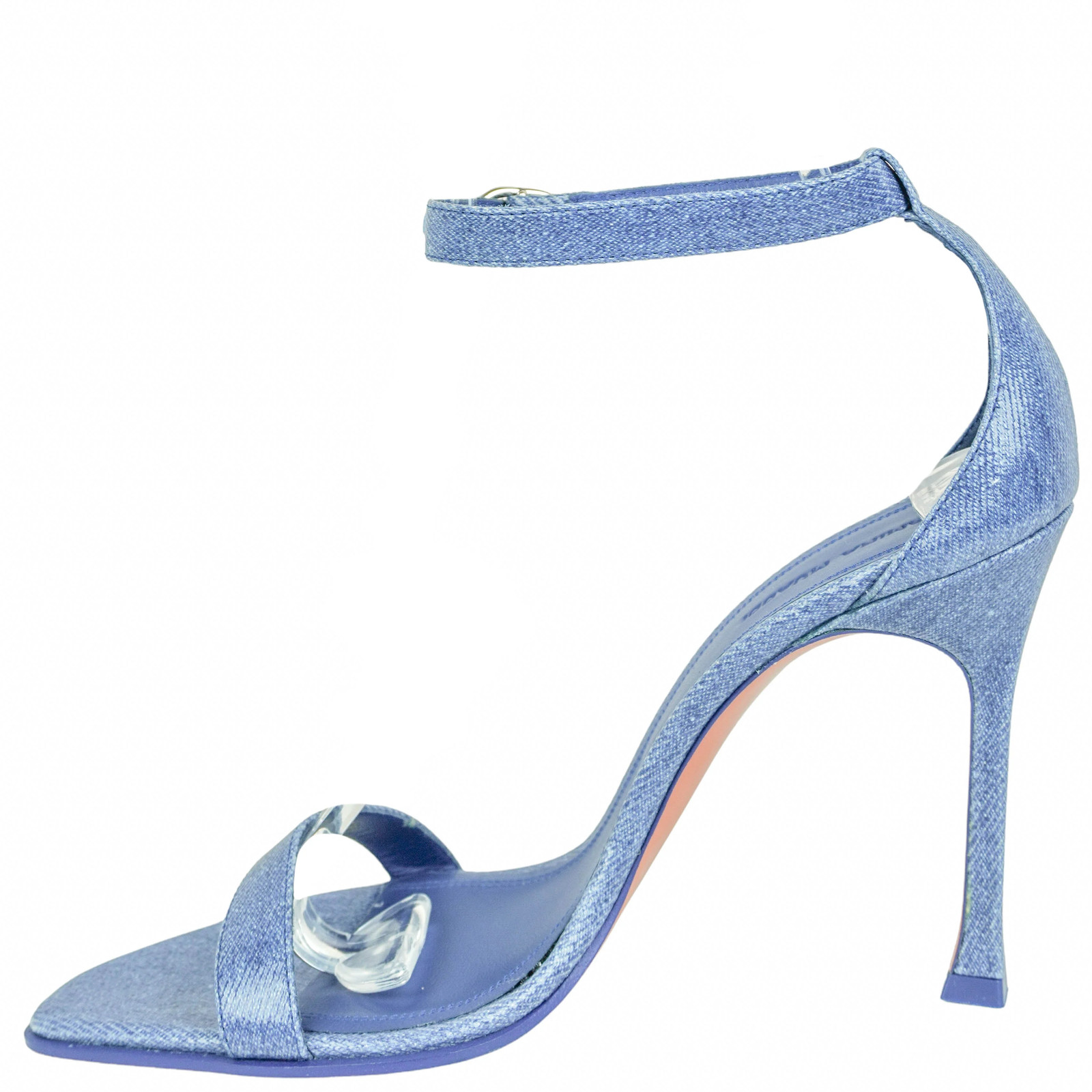 Amina Muaddi Kim Sandals in Denim