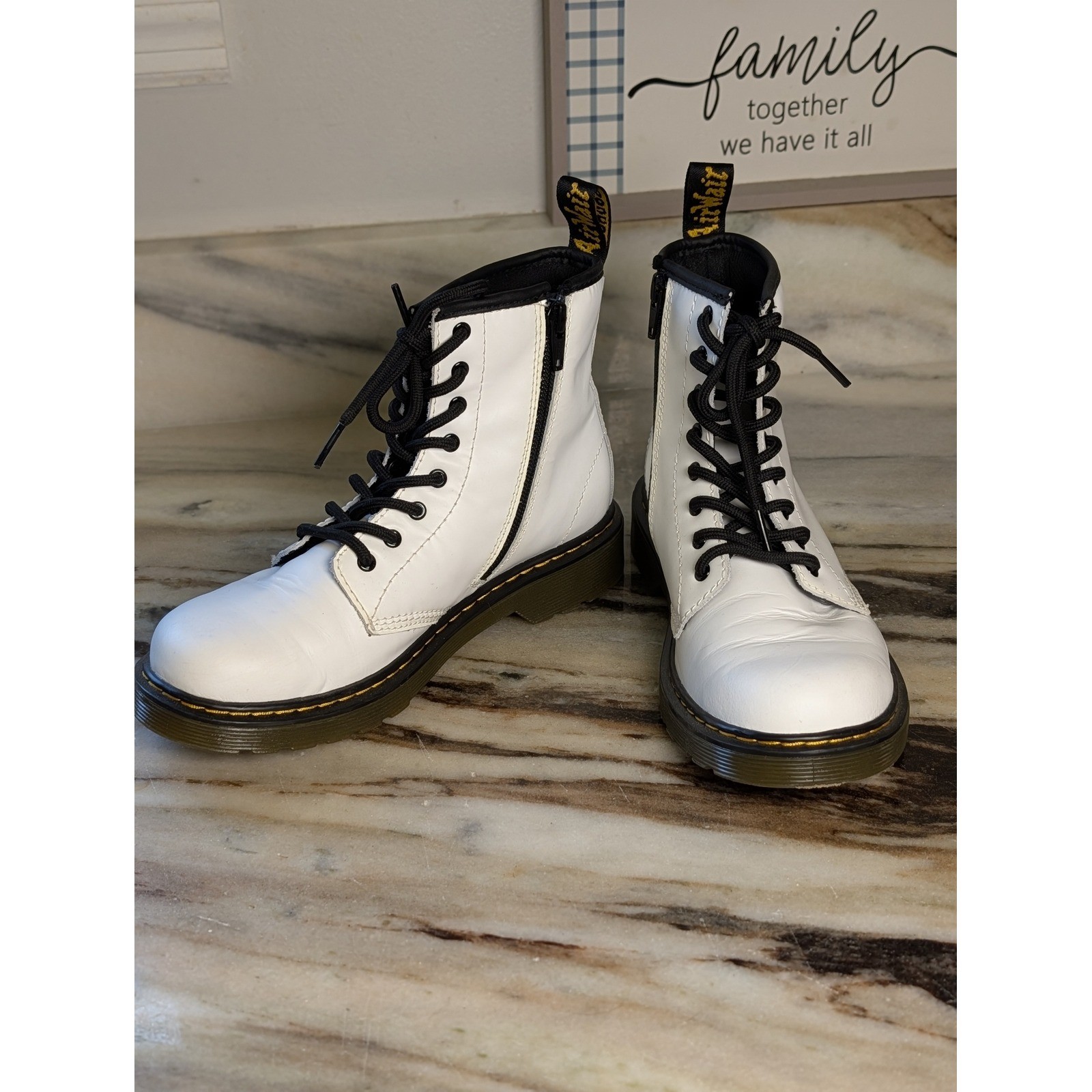 Dr. Martens Doc Martins Leather Side Zip Combat Boots Size 5 EU 36