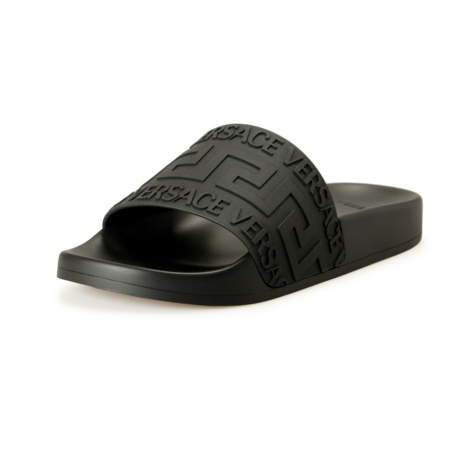 Versace Women’s Black Rubber Logo Print Sandals Flip Flops Shoes US 6 IT 36