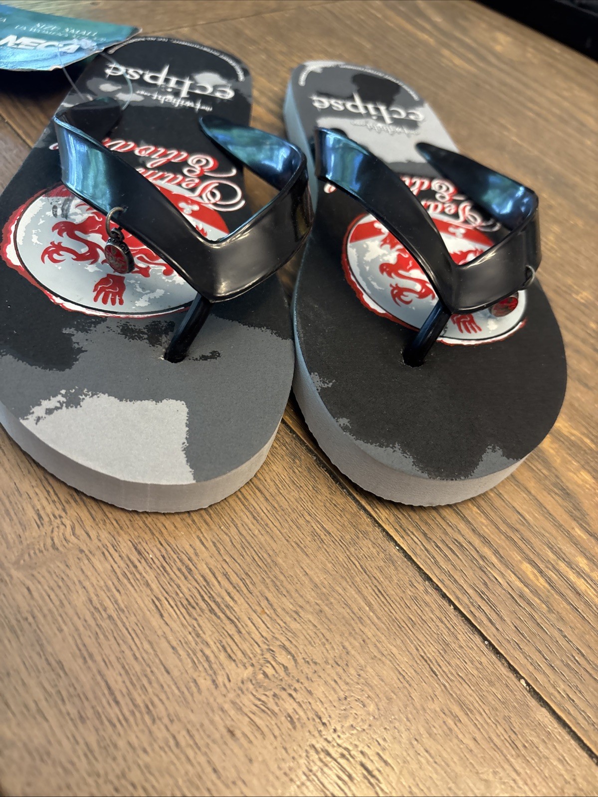 New Vintage Twilight Eclipse Team Edward Flip Flops S. 5/6 Small #612