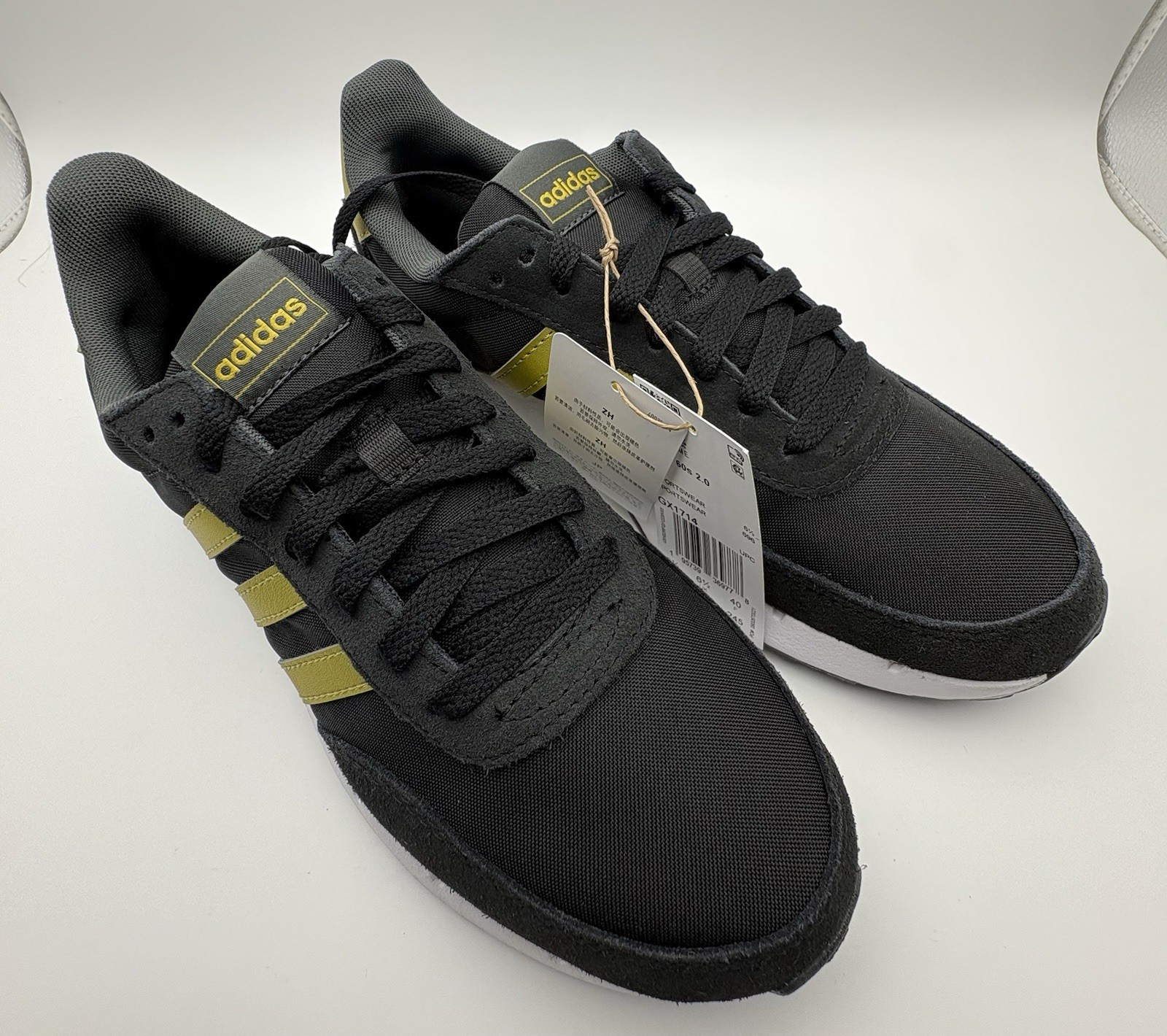 Adidas Run 60s 2.0 Black With Gold GX1714- Women’s US 7 – New In Box
