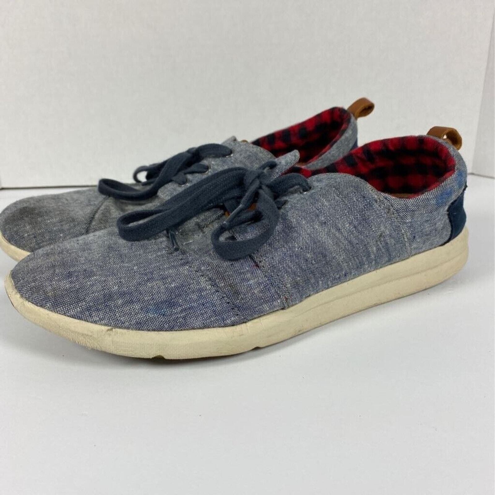 Toms Womens Del Rey Sneakers Blue Chambray 10008891 Low Top Lace Up Shoes 8.5 M