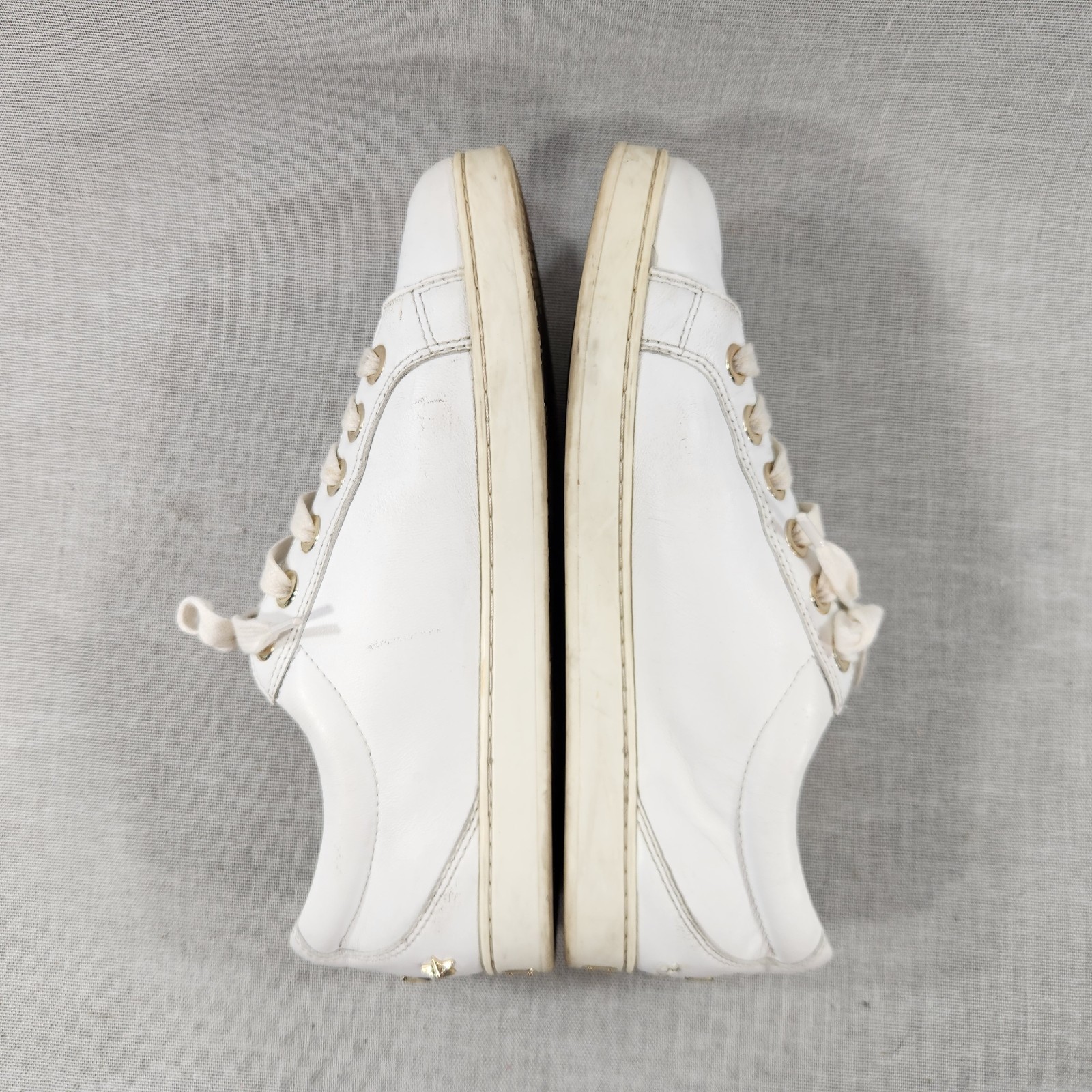 Jimmy Choo Womens Size 8 Rhinestone White Leather Lace Sneakers SEE DESCRIPTION