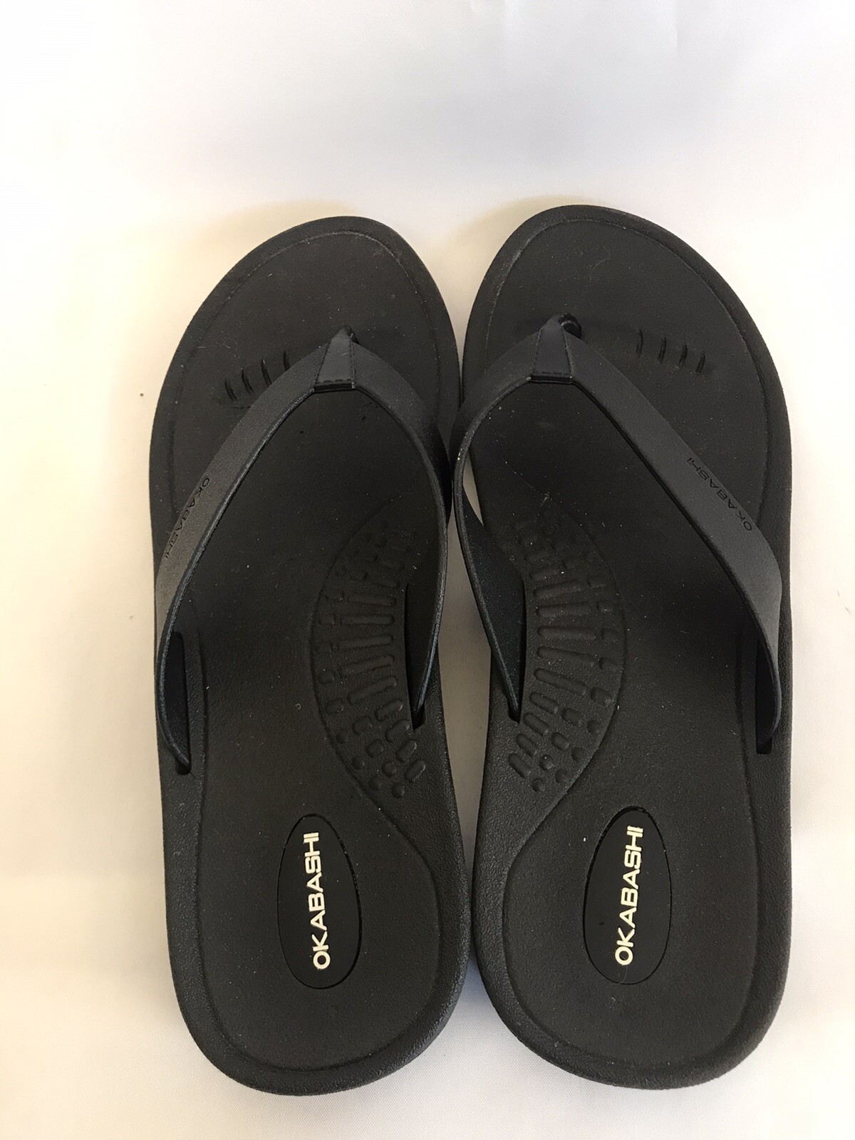 Okabashi Women’s Size L 9-10 Flip Flop Ortho Style Black Flats Sandals Made USA