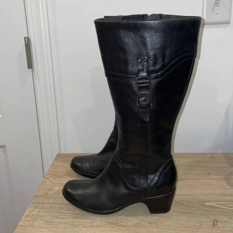 women clarks boots black leather 41 #1QFP