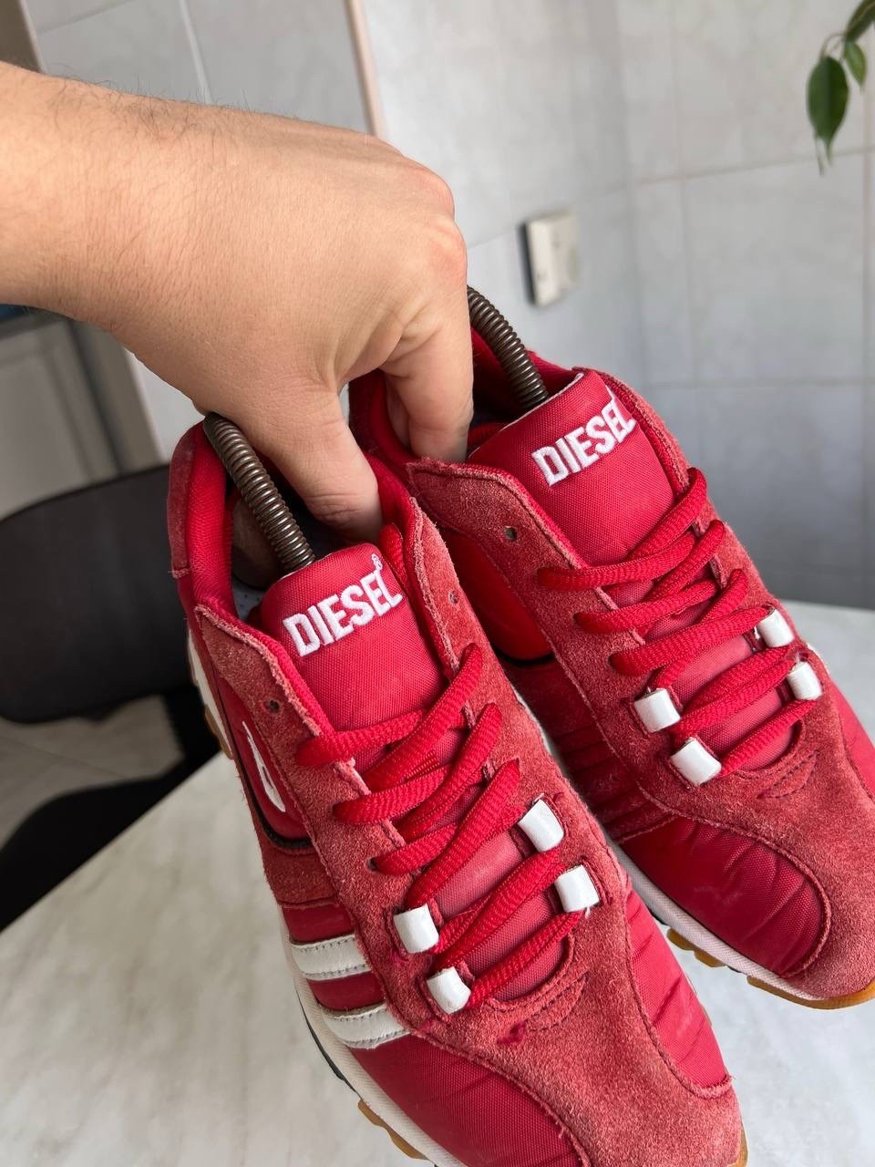 DIESEL Women’s Shoes Y2K Red Sneakers Moto Style Diesel Logo Vintage 90’s Sz 37