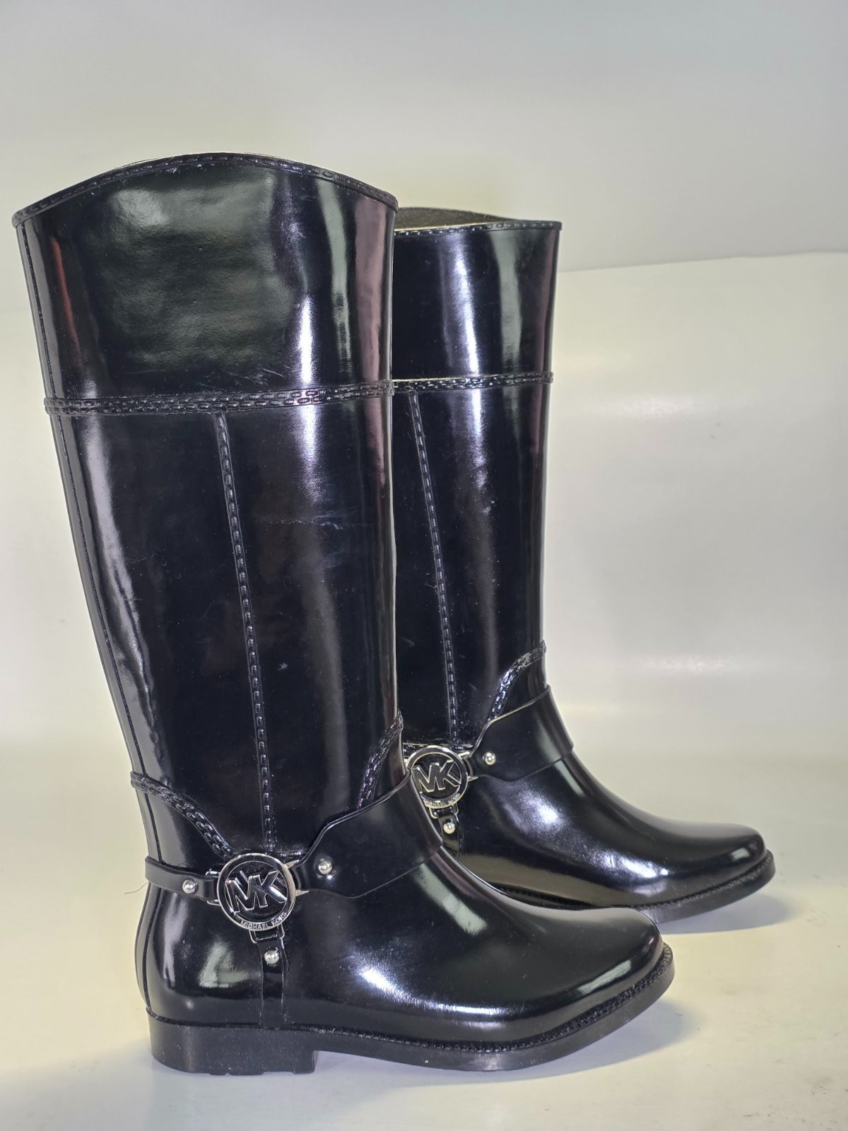 Michael Kors MK Women’s Rain Boots Size 6 M Black Tall Waterproof Rubber Riding