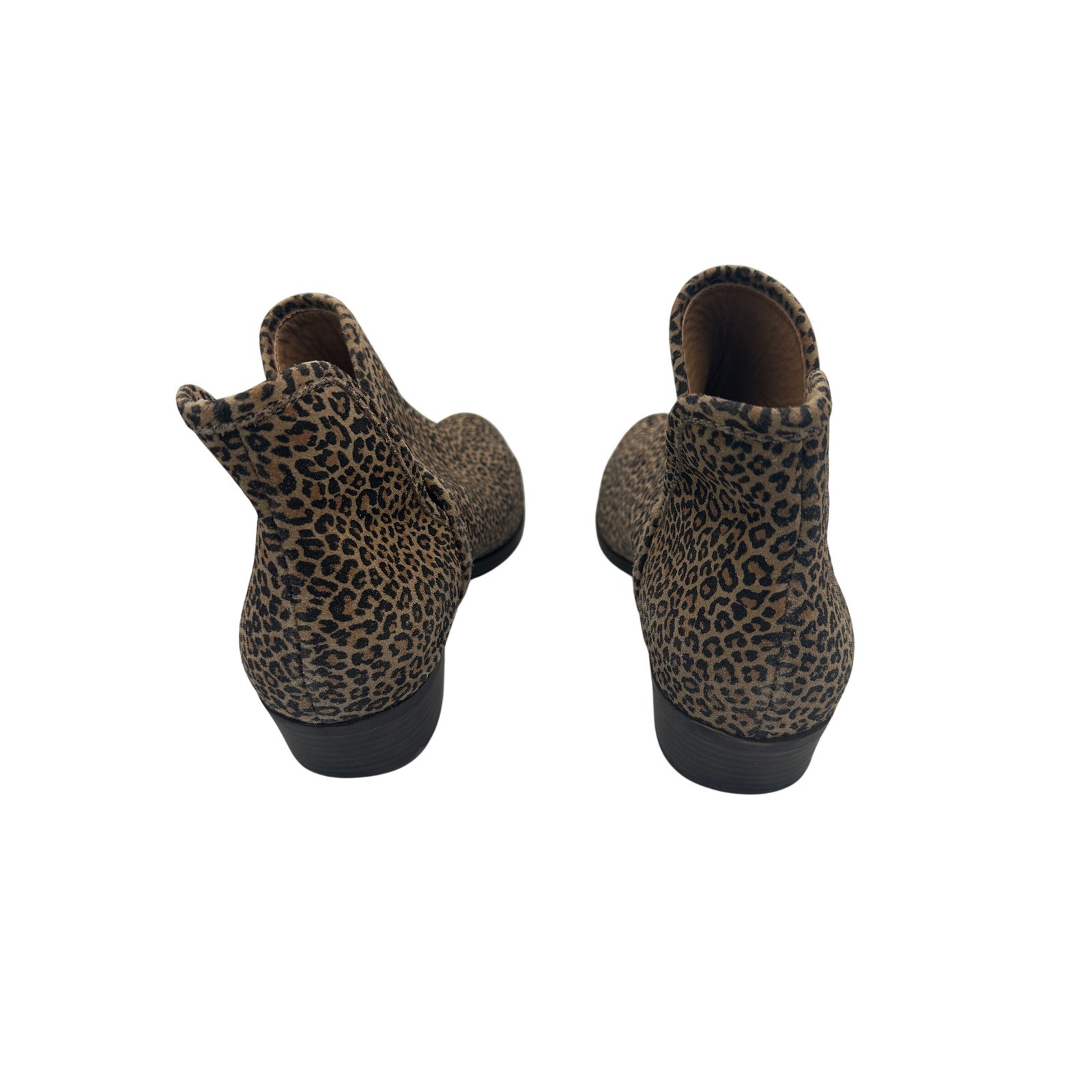 Lucky Brand Baley2 Booties Womens 13M Leopard Print Leather Cutout Ankle Boot