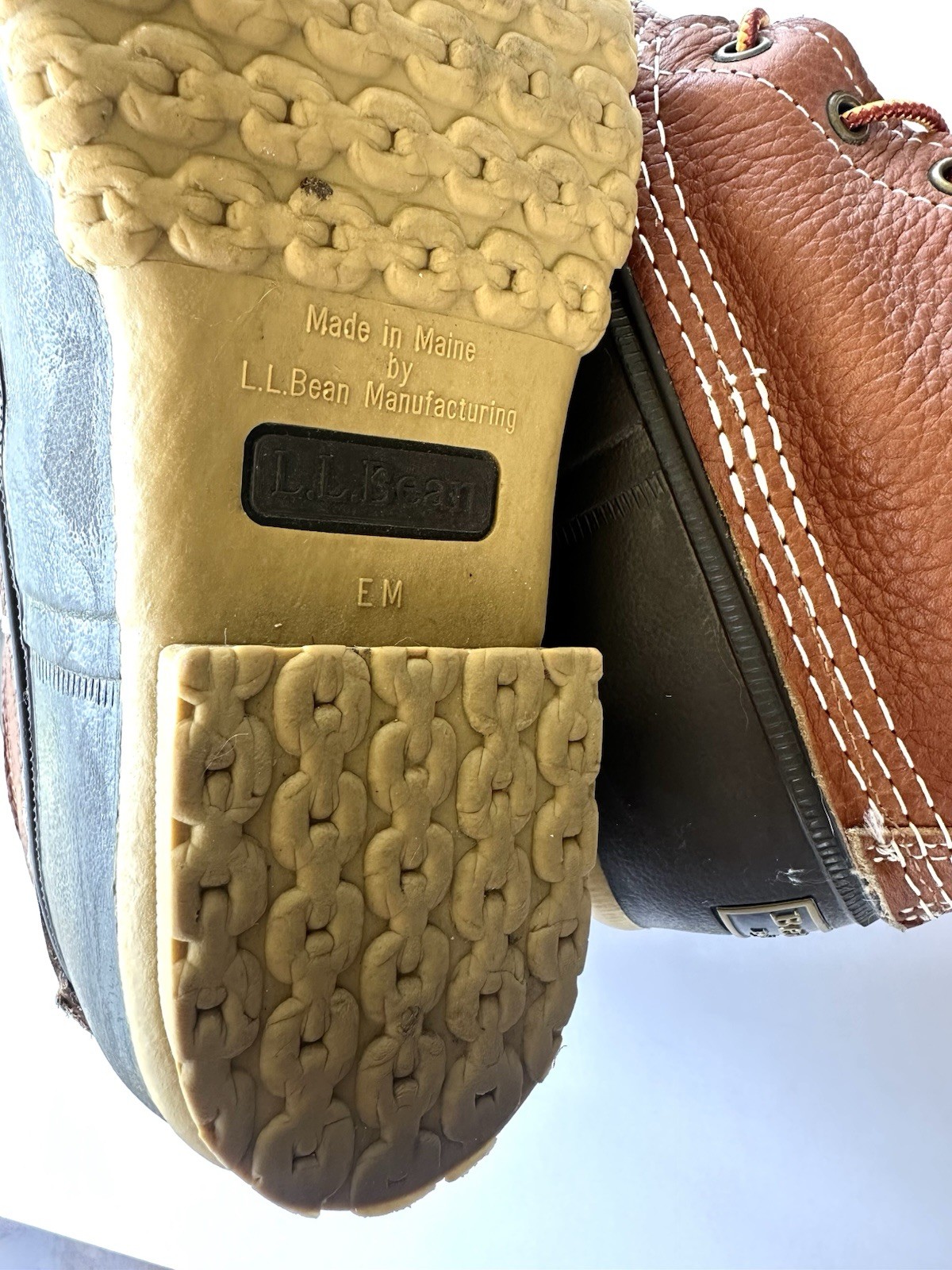 LL Bean Duck Bean Boots Women Size 9 Unlined Rolled Leather Vintage Made in USA