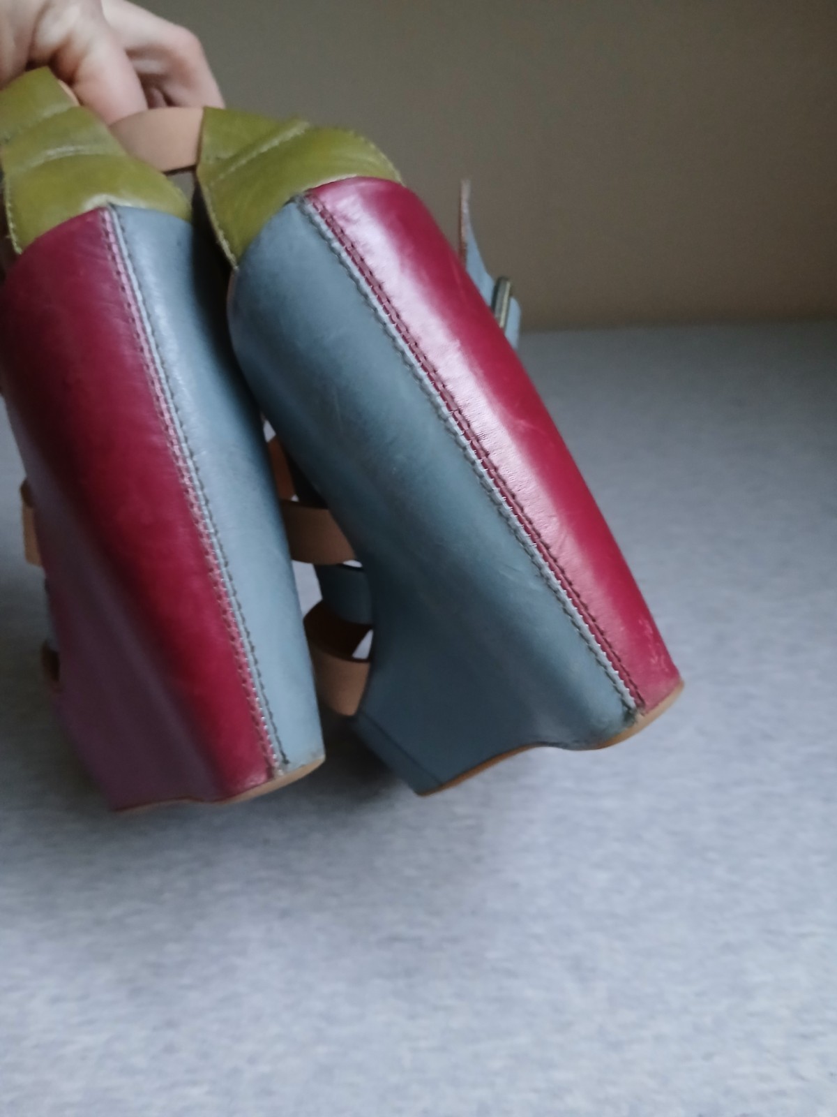 Kork Ease Sandals 7.5 Tall Wedge Colorful Bohemian Boho Beach Leather Comfort