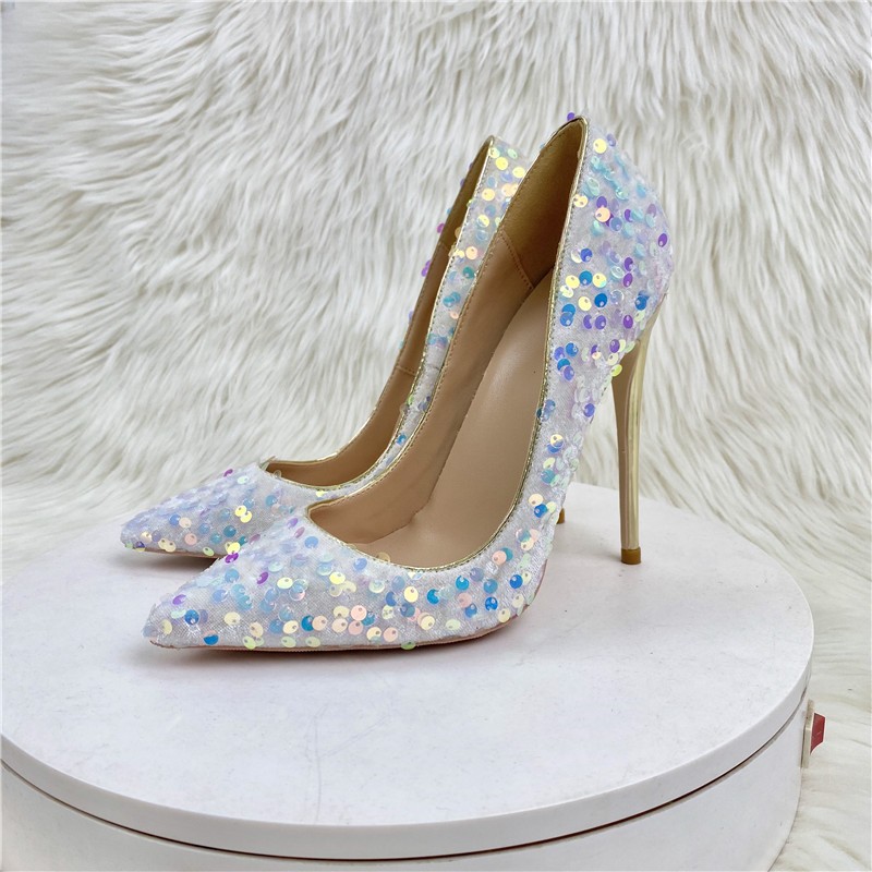 Sequins Womens High Stiletto Heels Pointy Toe Pumps Evening Shoes Cocktail Party