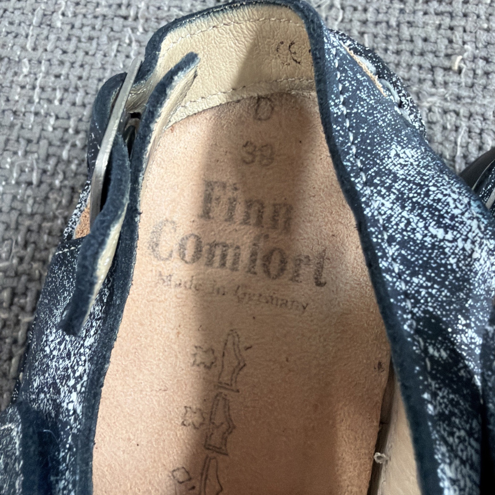 Finn Comfort Gomera Sandals Blue Denim Look Strappy Women’s 39 EU/8.5 US Germany