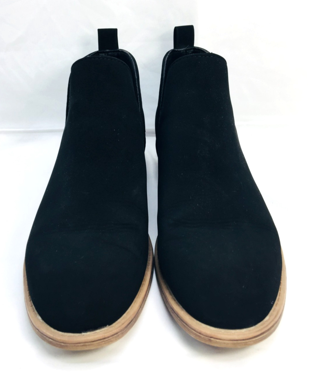 VEPOSE Black Women’s Cut-Out Slip On Ankle Booties Faux Suede Leather Size 8.5W