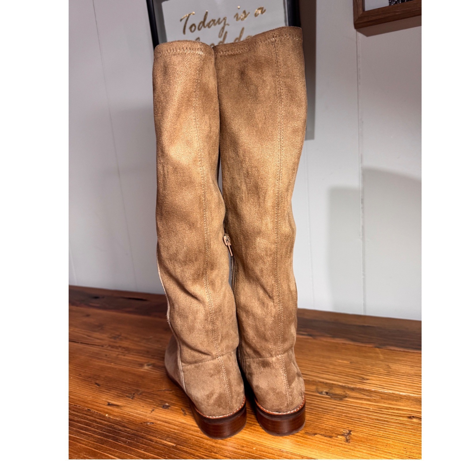 Sole Society Idetta Boots Women 8M Tan Suede Tall Knee High SO-IDETTA