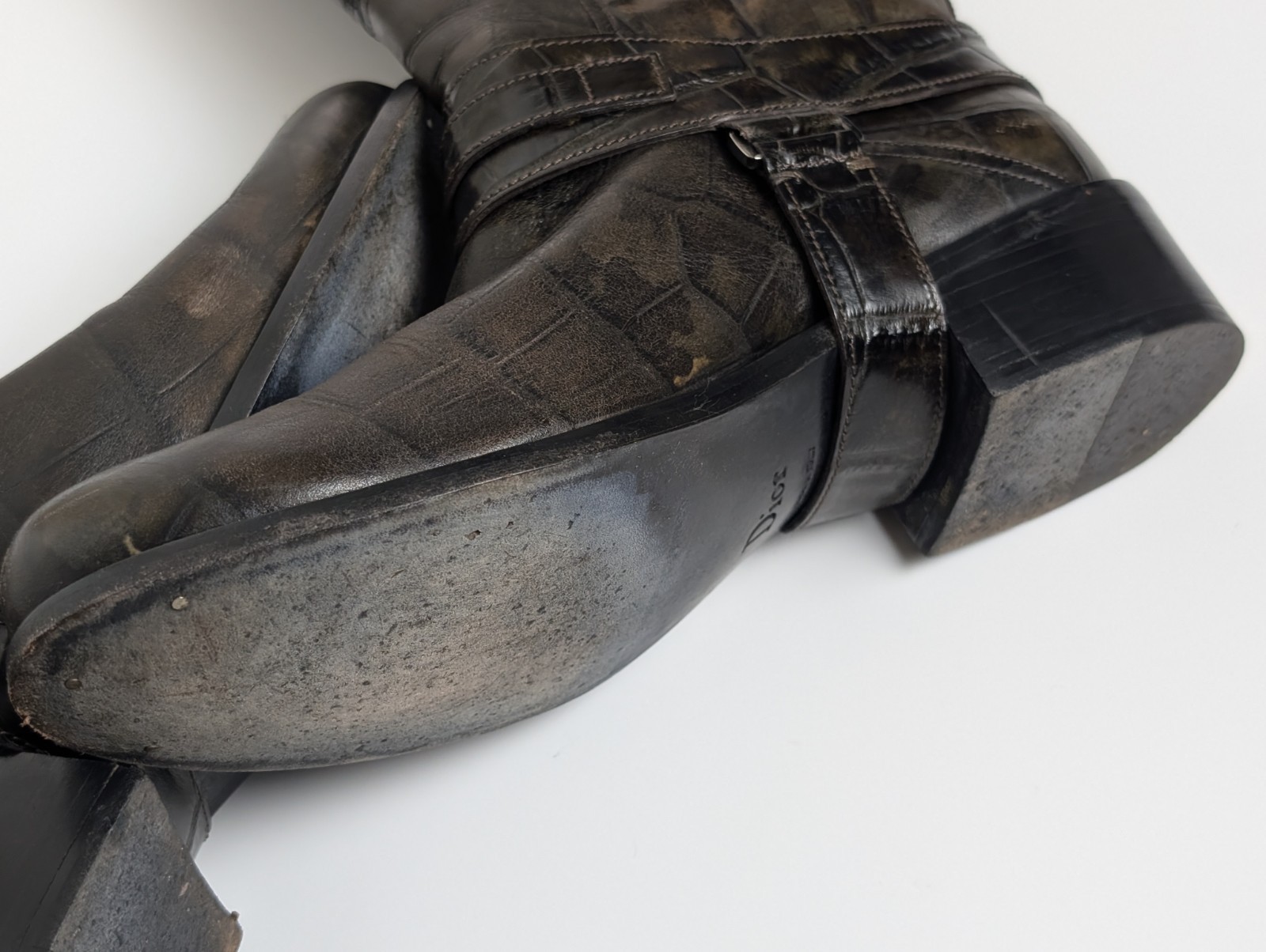 Christian Dior Women’s Harness Boots EU 41 / US 10–10.5 Made in Italy Croc Print