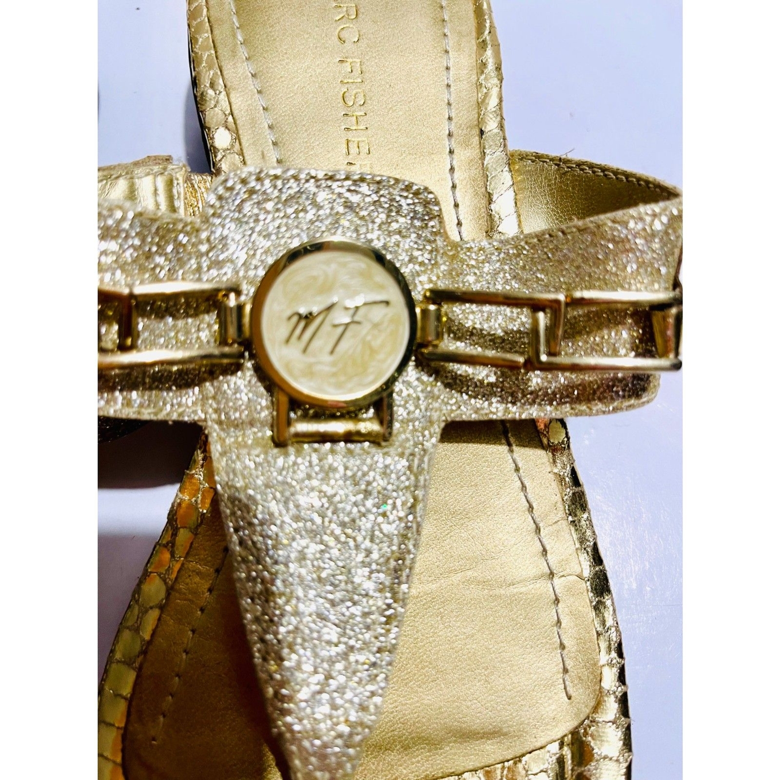 Marc fisher gold sandals Y2K summer beach resort wear feminine casual women 8.5