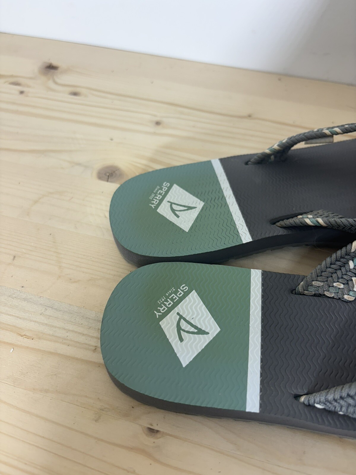 Sperry Women’s Sz 9 Grey Teal Wharf Webbing Flip Flop Sandals S14
