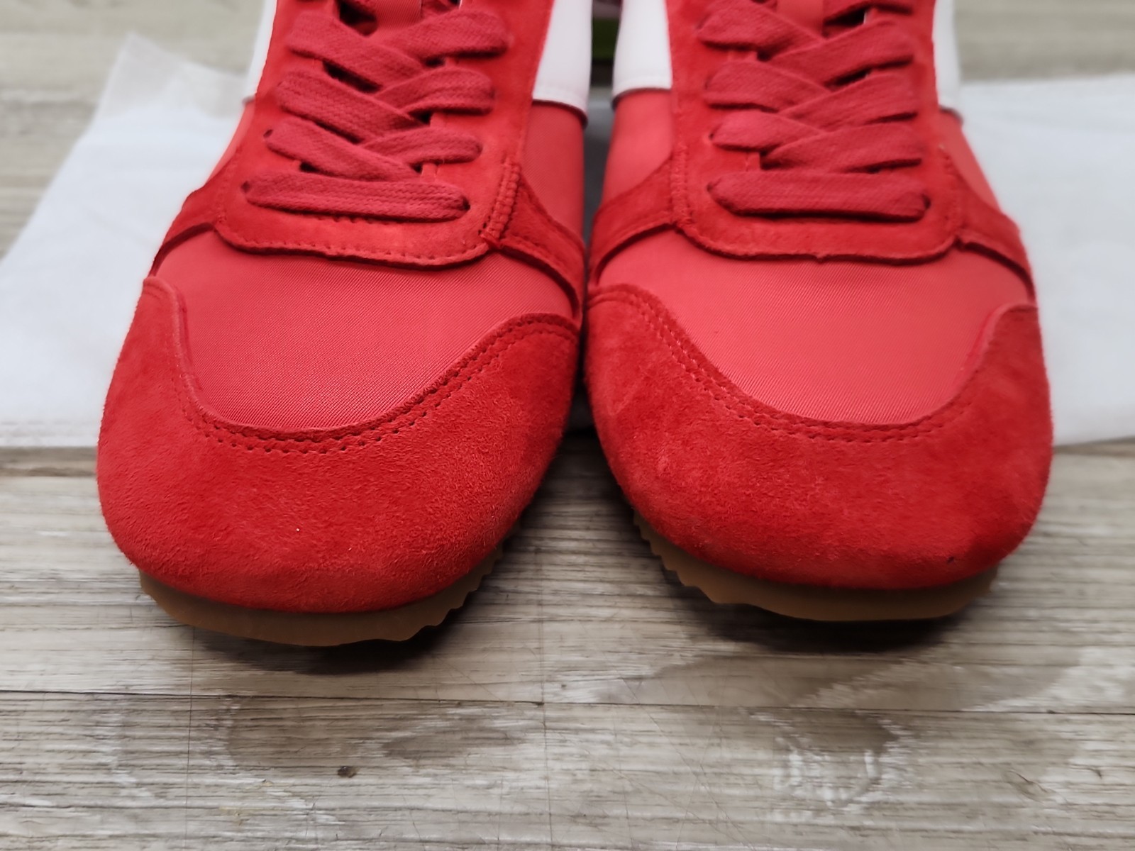 Sam Edelman Zaria Womens Fashion Sneakers Red/White SUEDE (US 7.5 )