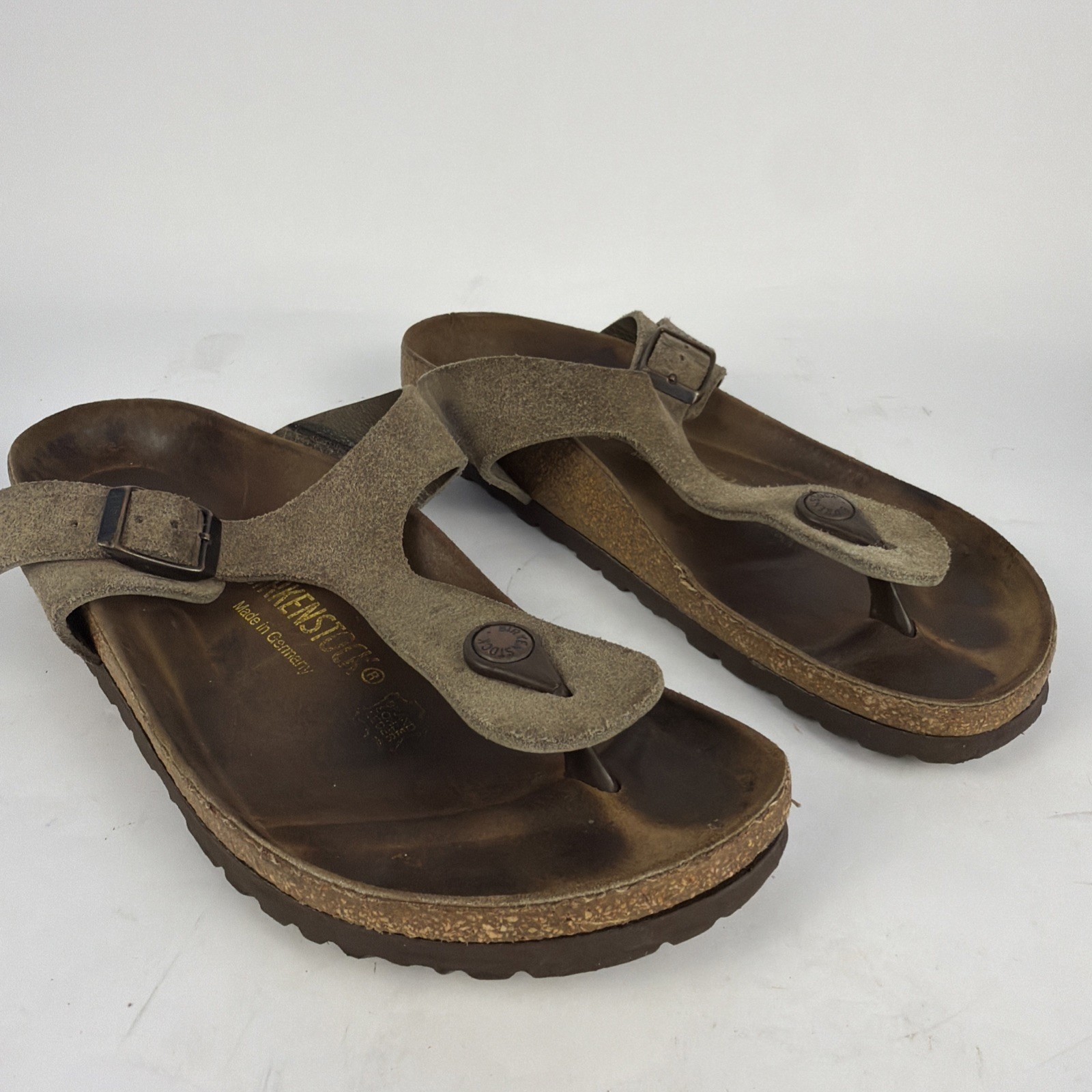 Birkenstock Gizeh Birko-Flor Taupe Leather Beach Thong Sandal Unisex W8/M6