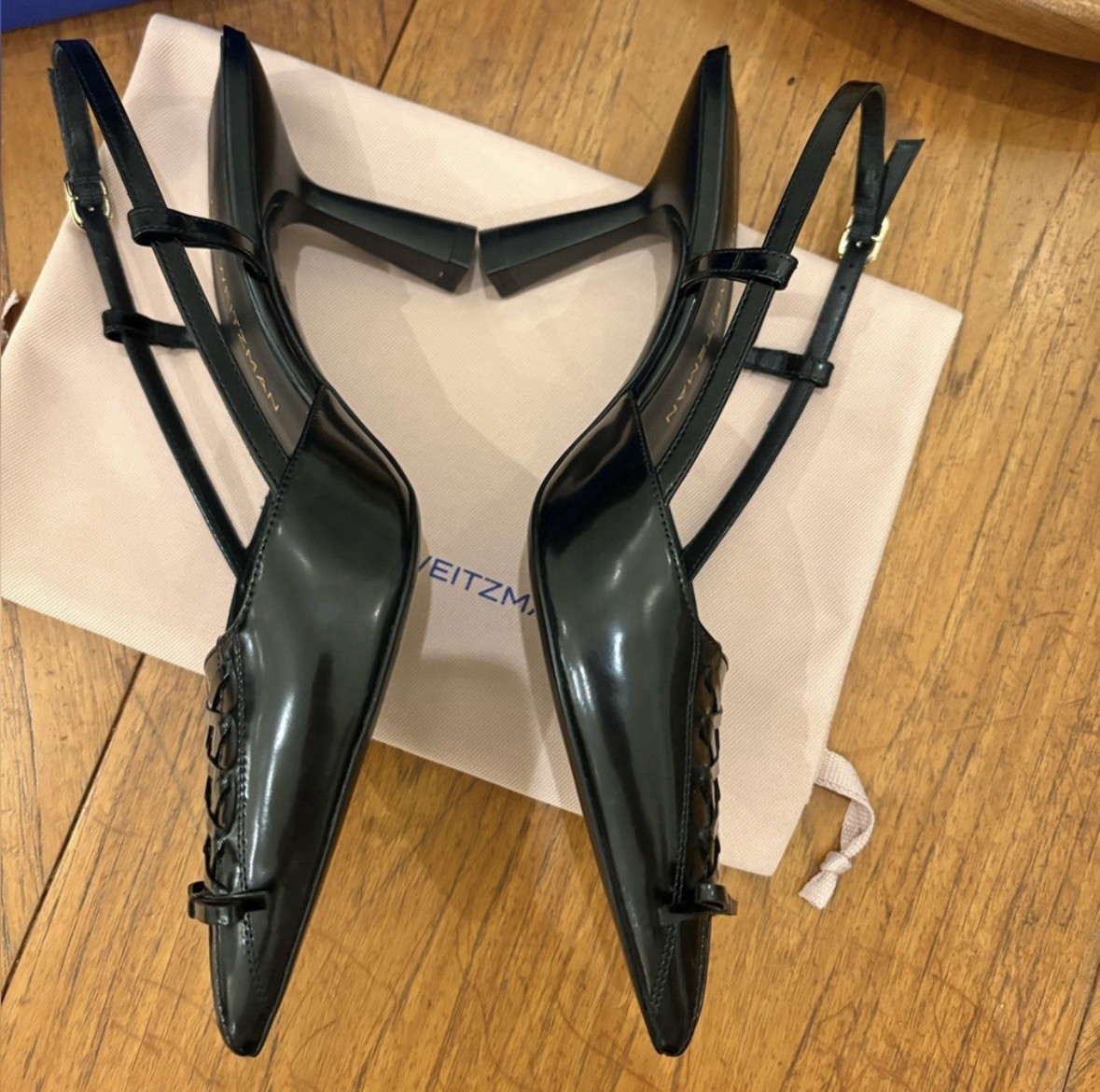 Brand New Stuart Weitzman Corset Slingback Black Heels