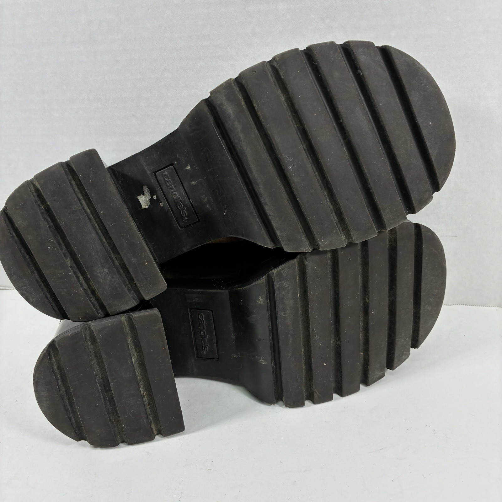 Vintage Candies Chunky Leather Platform Heel Brown Y2K 90s Bratz Punk Goth 7.5 8