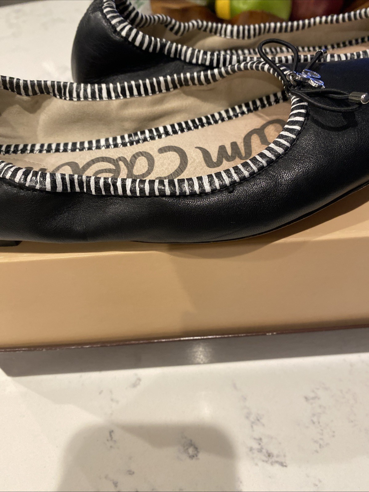 Sam Edelman Felicia Flats Black W/ White Trim Size 7M EUC