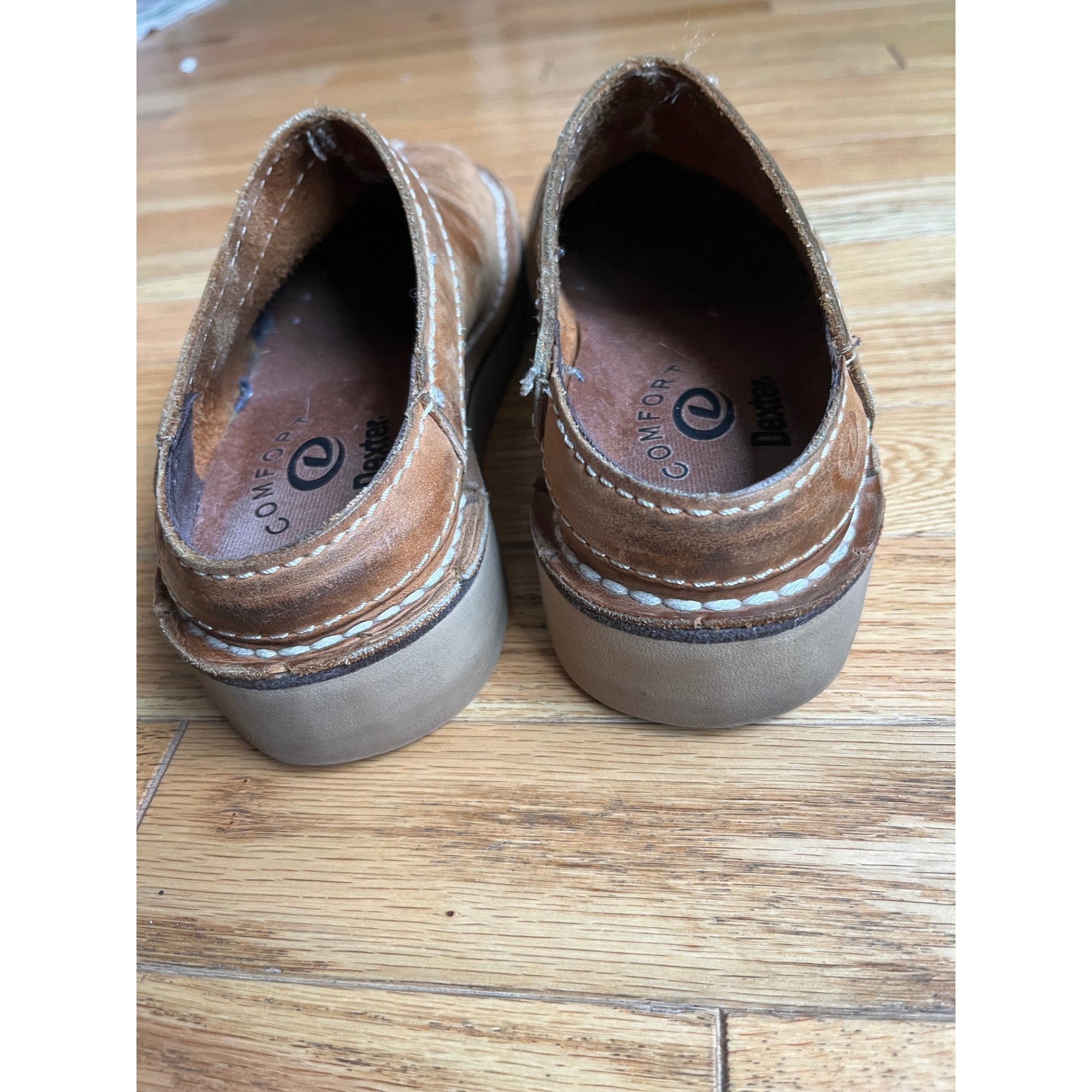 Vintage Dexter Full Grain Leather Clogs Mules Slip On Women Brown Y2K 90s READ