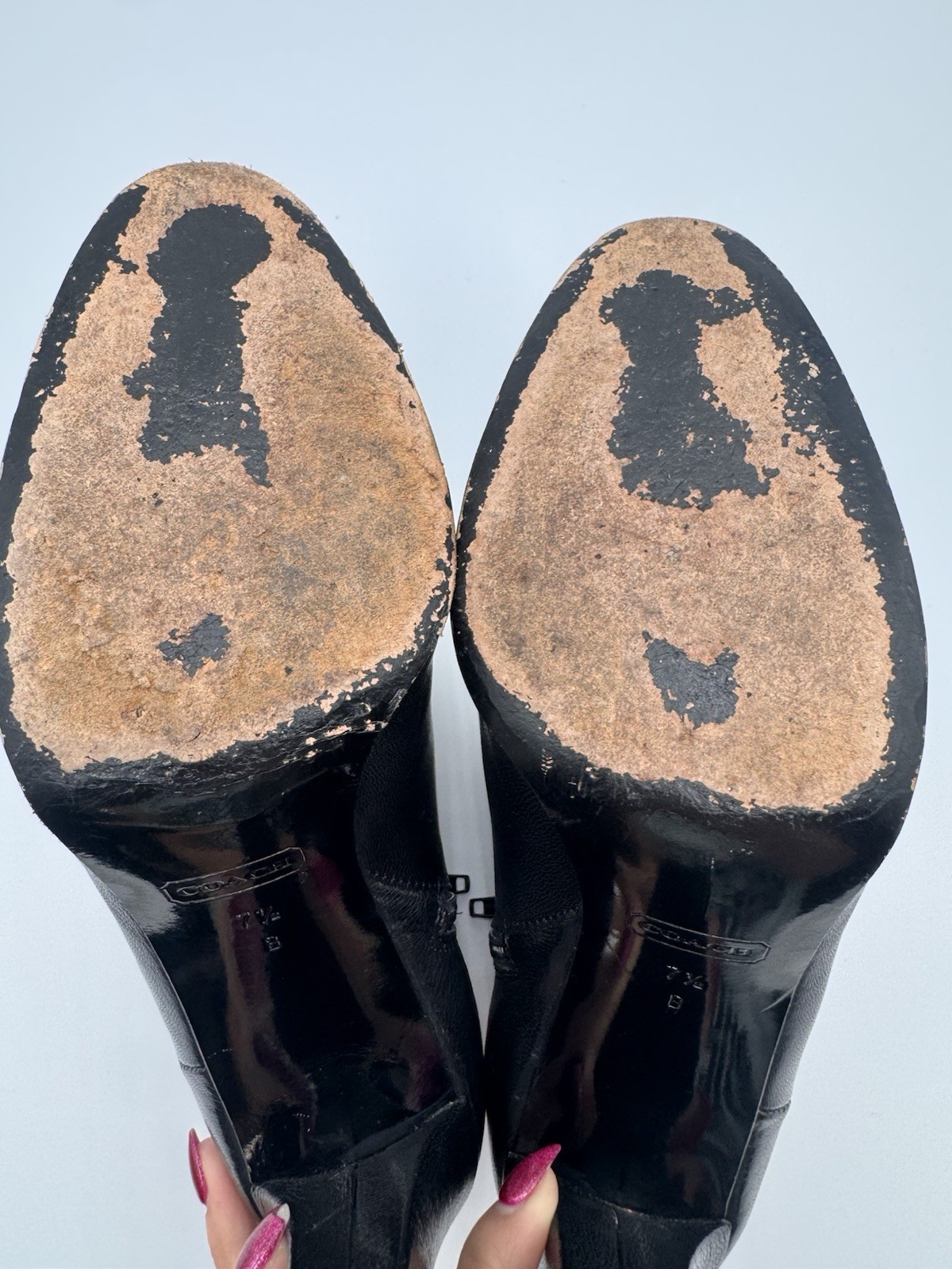 Coach Black Leather Nicolete Silver Tone Buckle 3.25″ Heel Bootie Boot 7.5