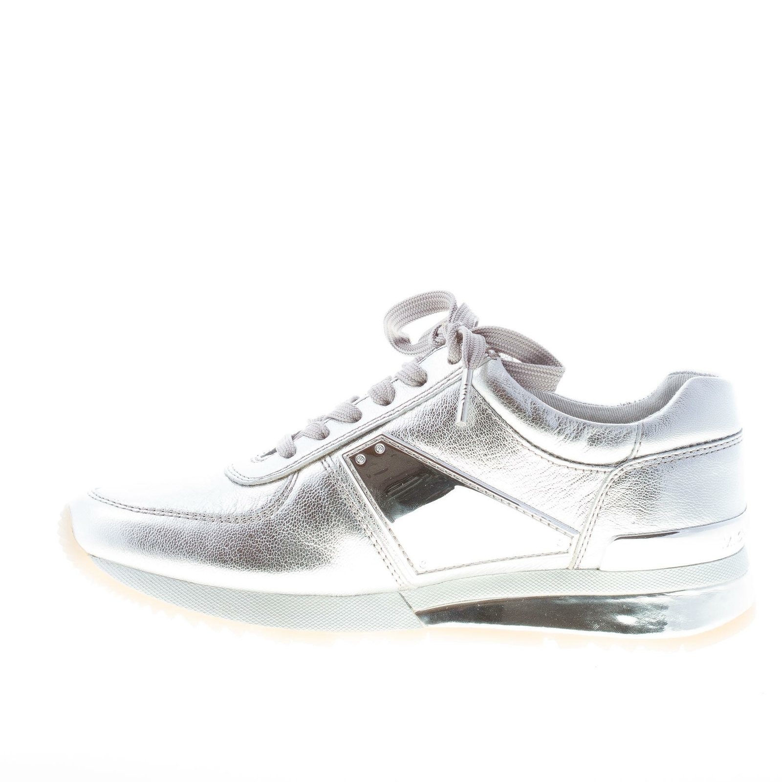 MICHAEL KORS Women’s Shoes Allie Plate Wrap Leather Silver 43R7ALFS1M